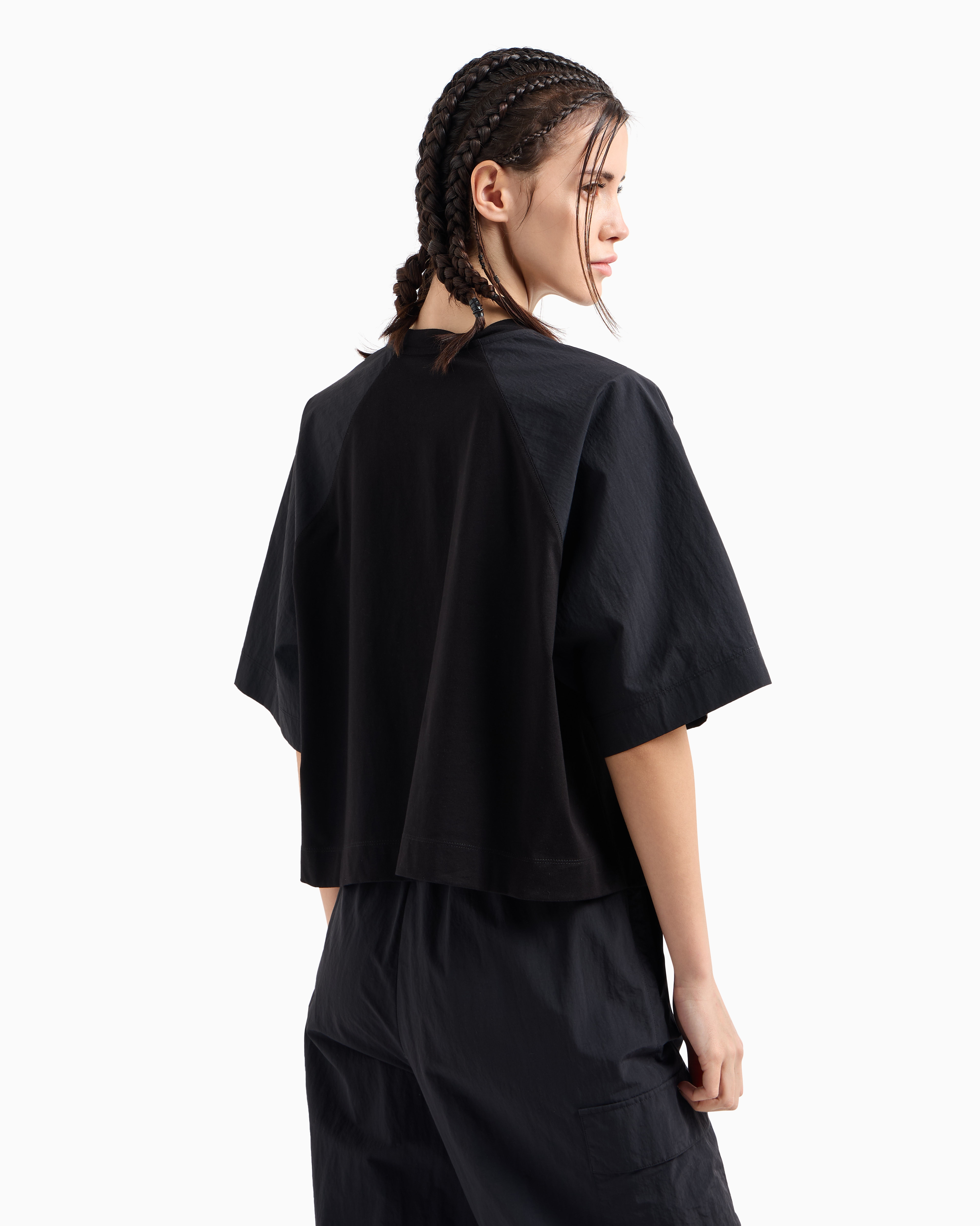 Ea7 Contemporary Sport Cotton-jersey Crew-neck T-shirt In Black