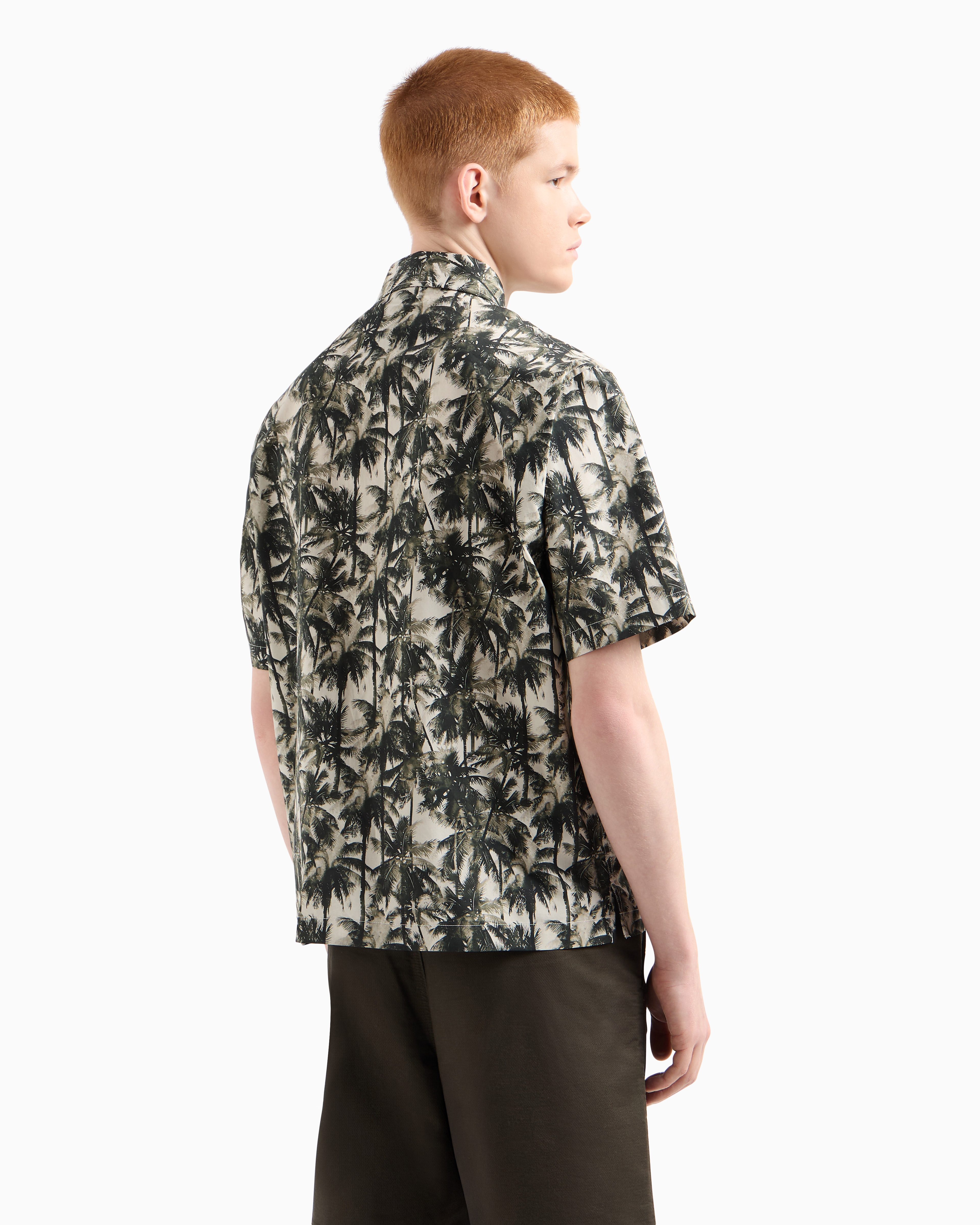 Armani Exchange - Regular fit palm tree patterned shirt, Man, Green, Size: S
