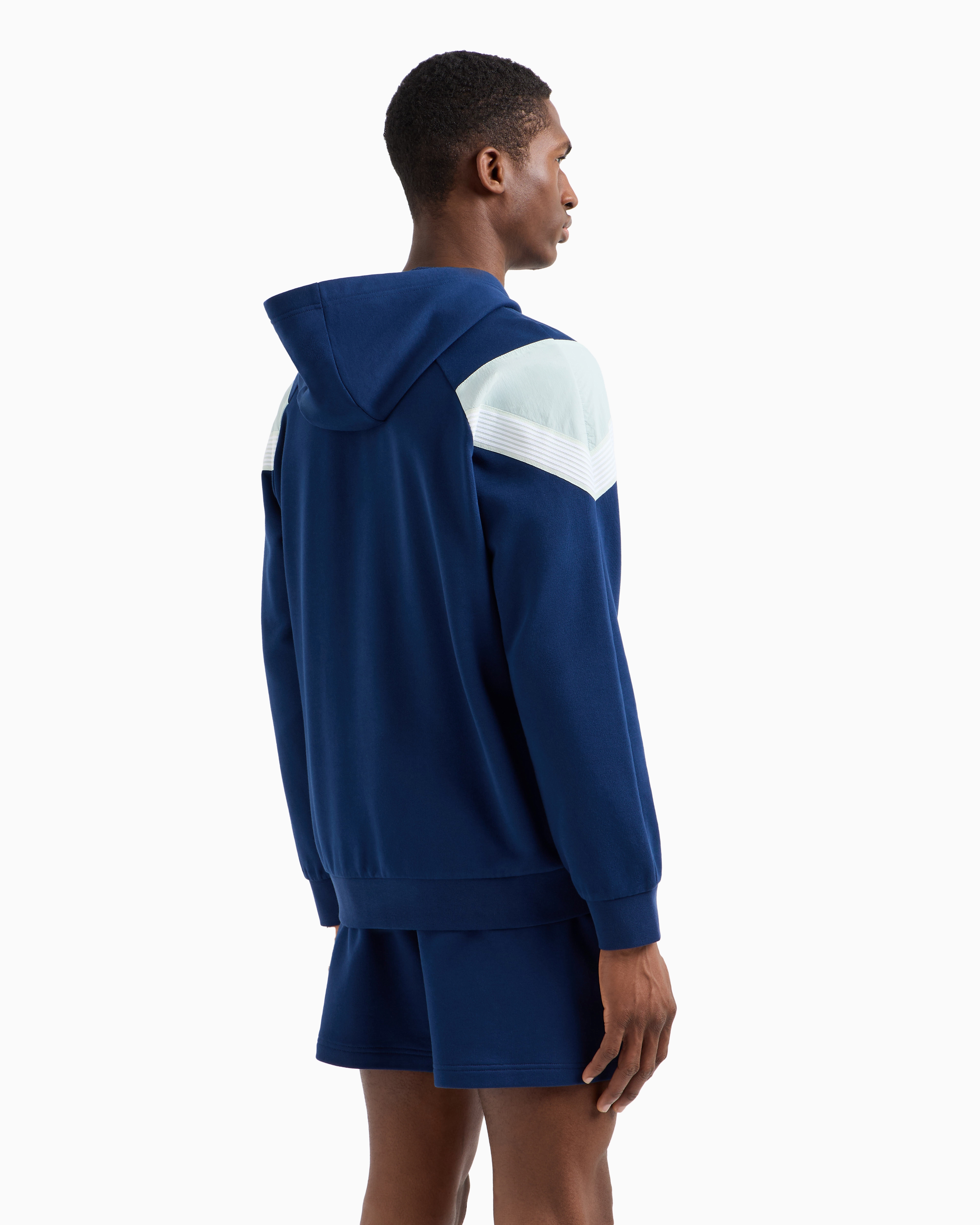 EA7 7 LINES HOODED COTTON SWEATSHIRT