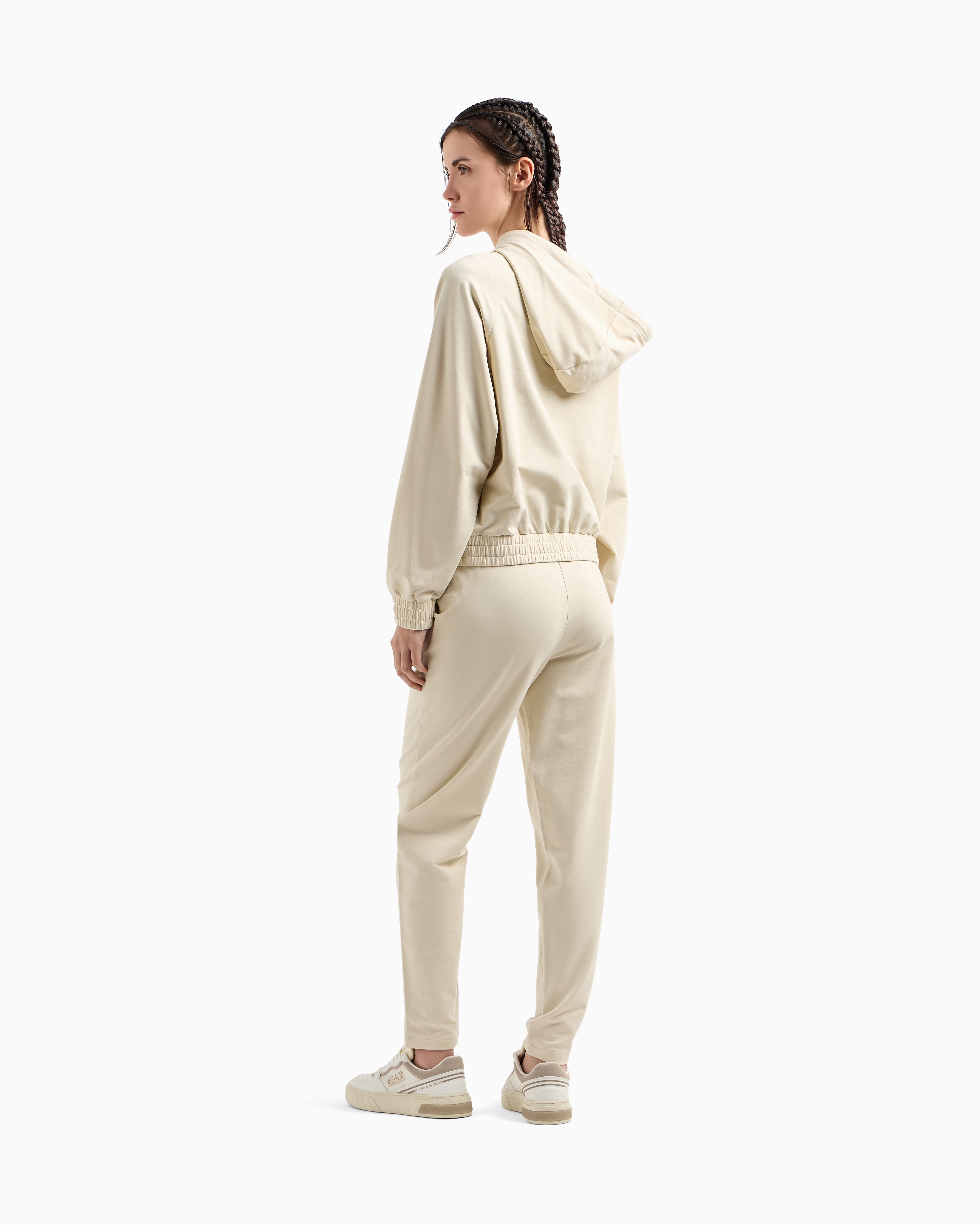 Ea7 Cotton And Modal Blend Tracksuit In Beige