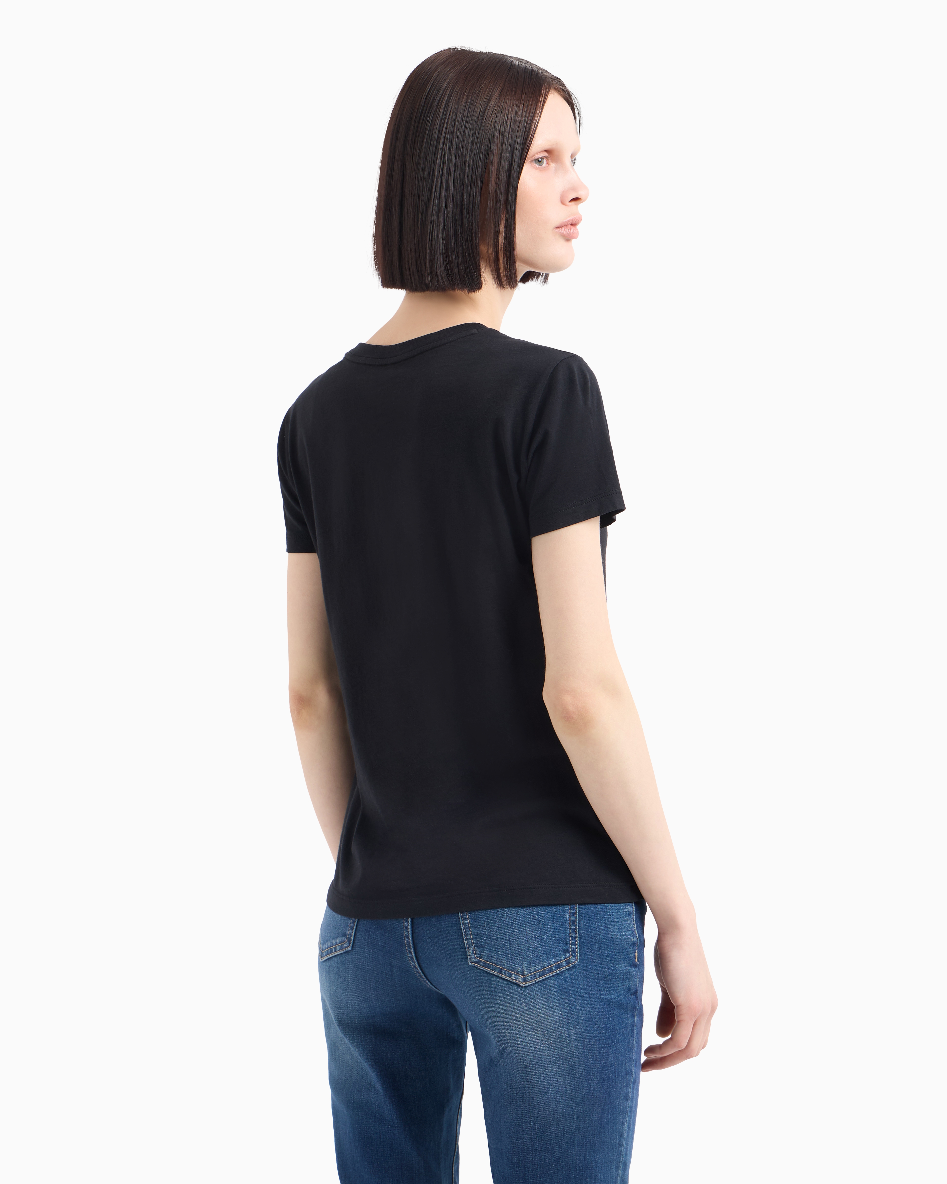 Armani Exchange - Basic regular fit t-shirt pima cotton, Woman, Black, Size: