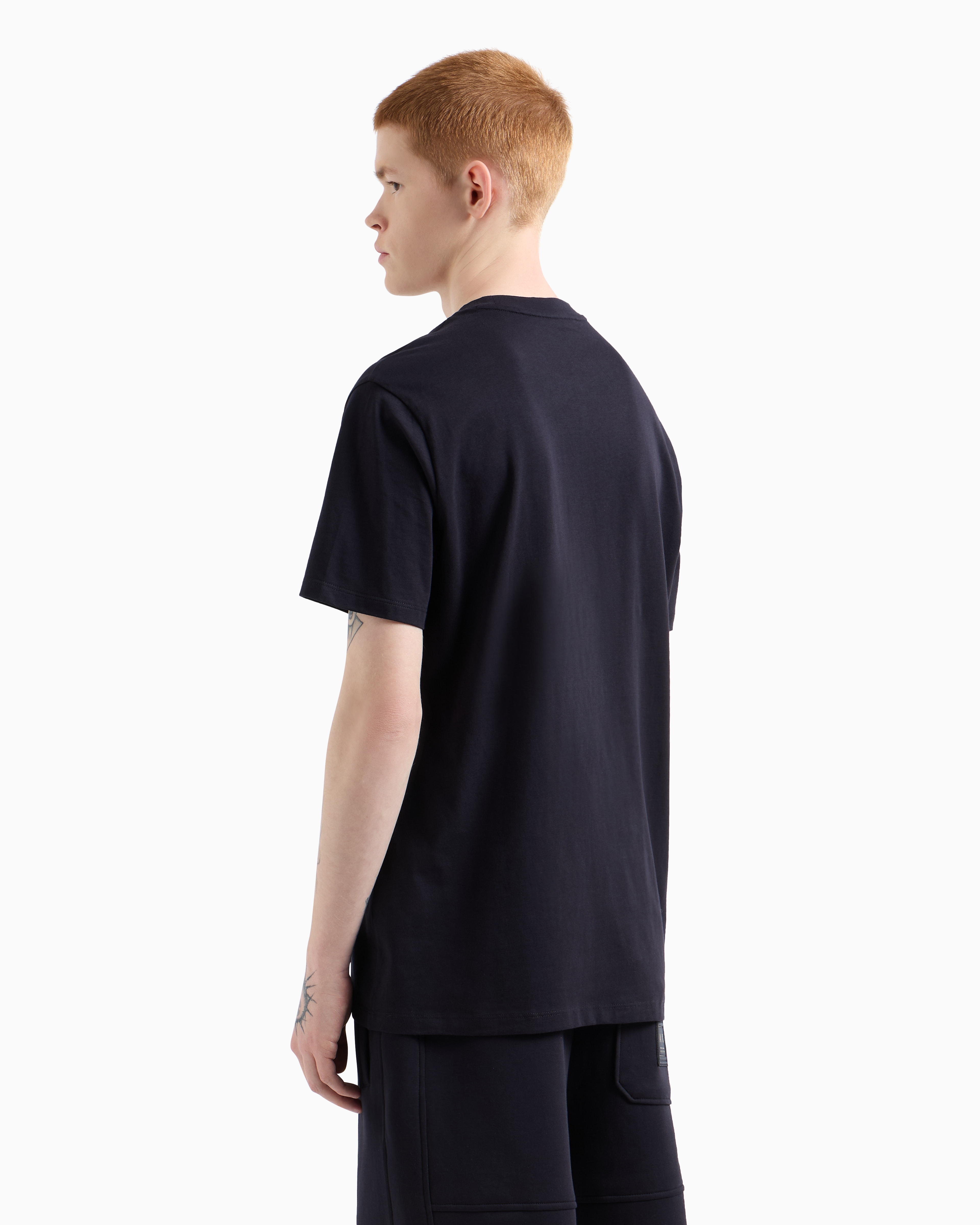 Armani Exchange - Regular fit T-shirt with photo print, Man, Navy Blue, Size: