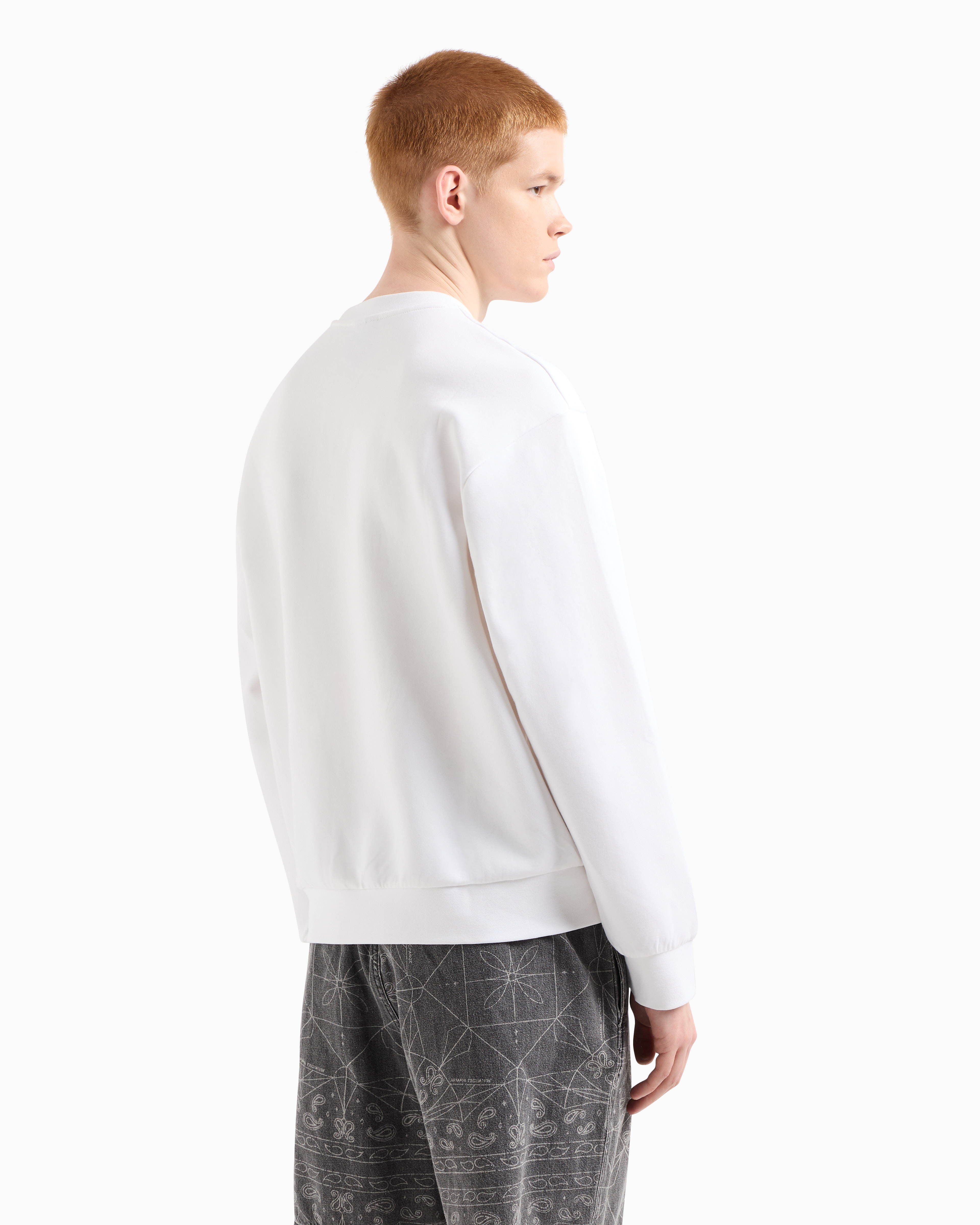 Armani Exchange - Crewneck sweatshirt with vinyl logo print, Man, White, Size: