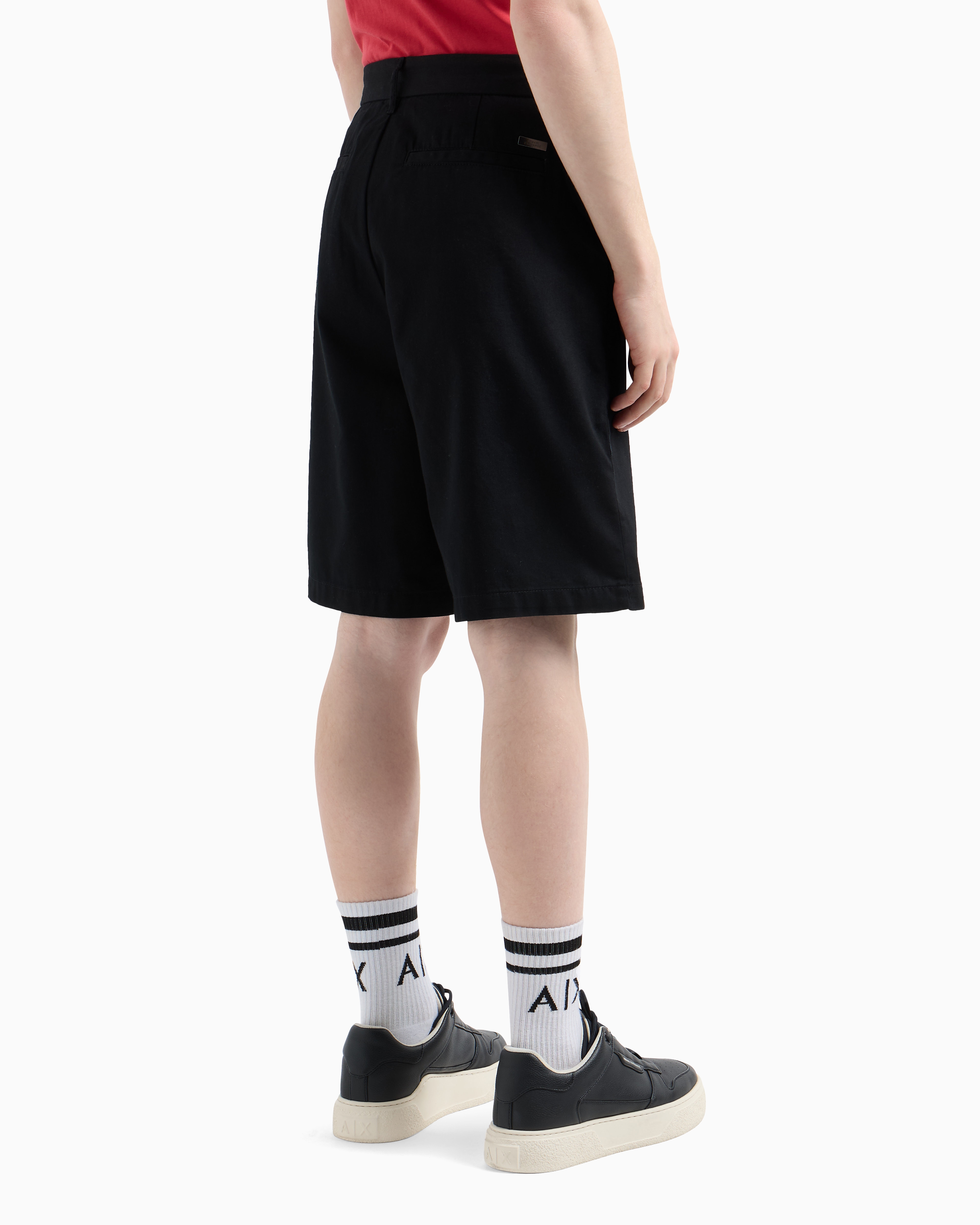 Armani Exchange - Cotton twill Bermuda shorts, Man, Black, Size: