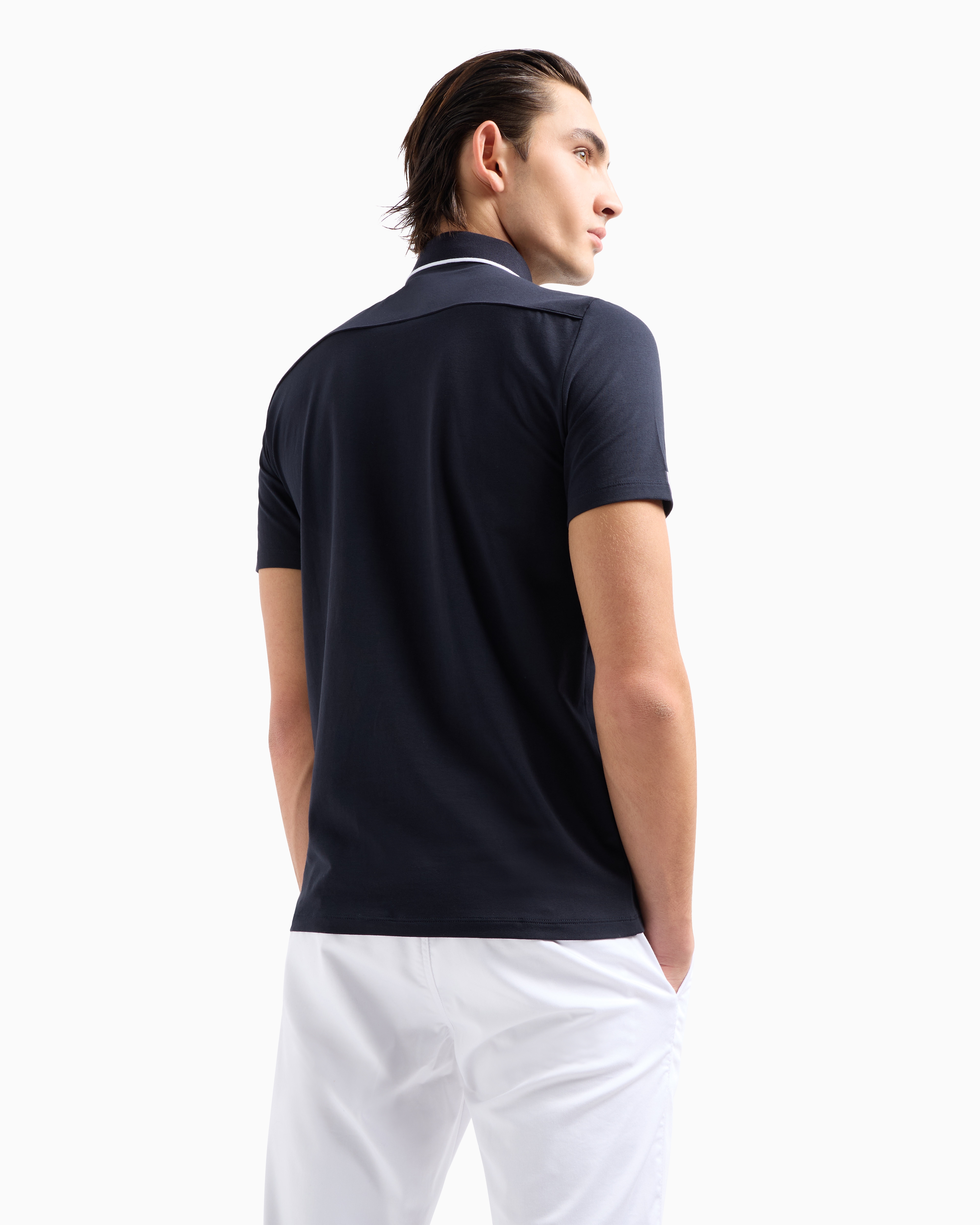 Armani Exchange - Piquet polo shirt with logo, Man, Navy Blue, Size: