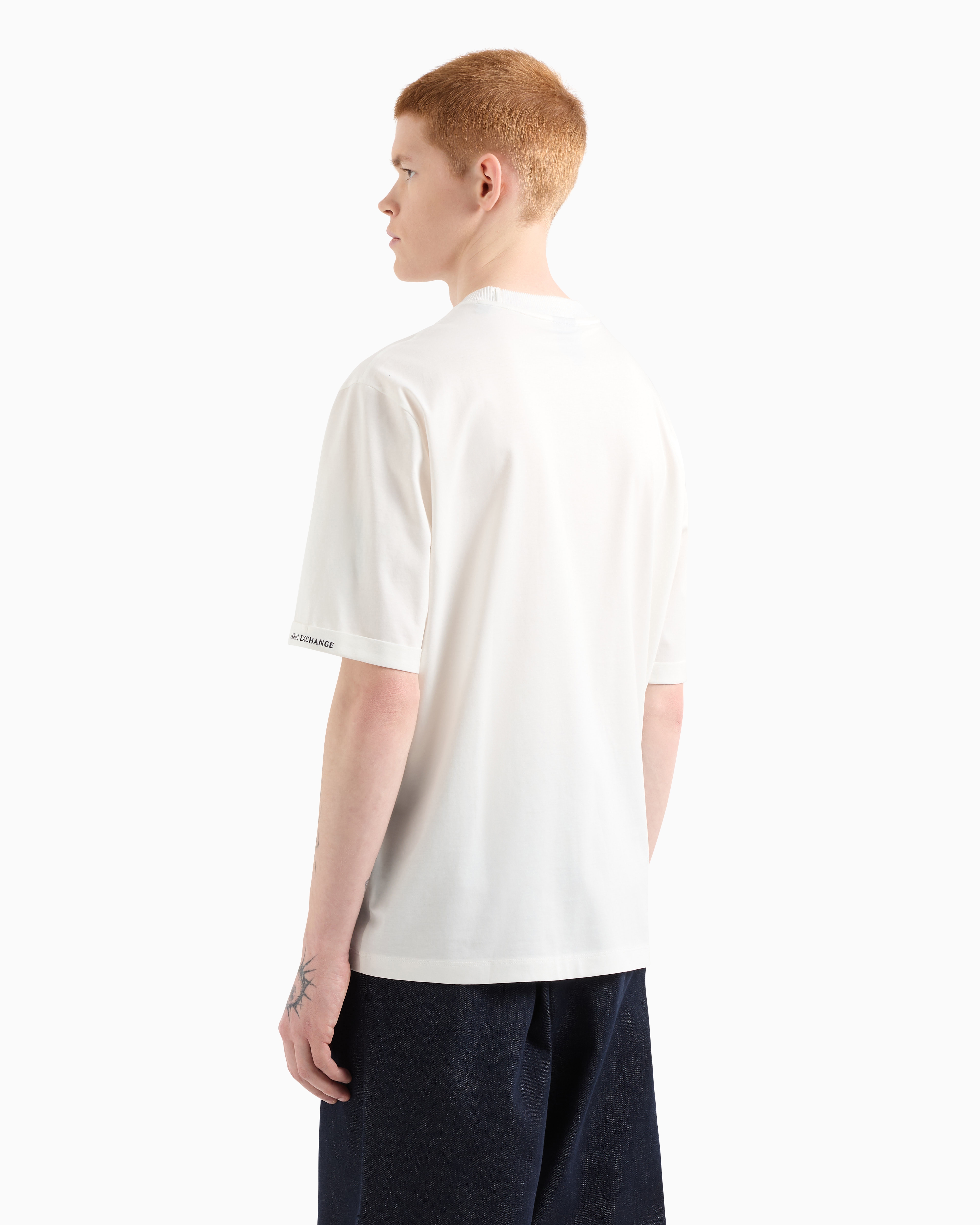 Armani Exchange - Short-sleeved sweatshirt with logo, Man, White, Size: