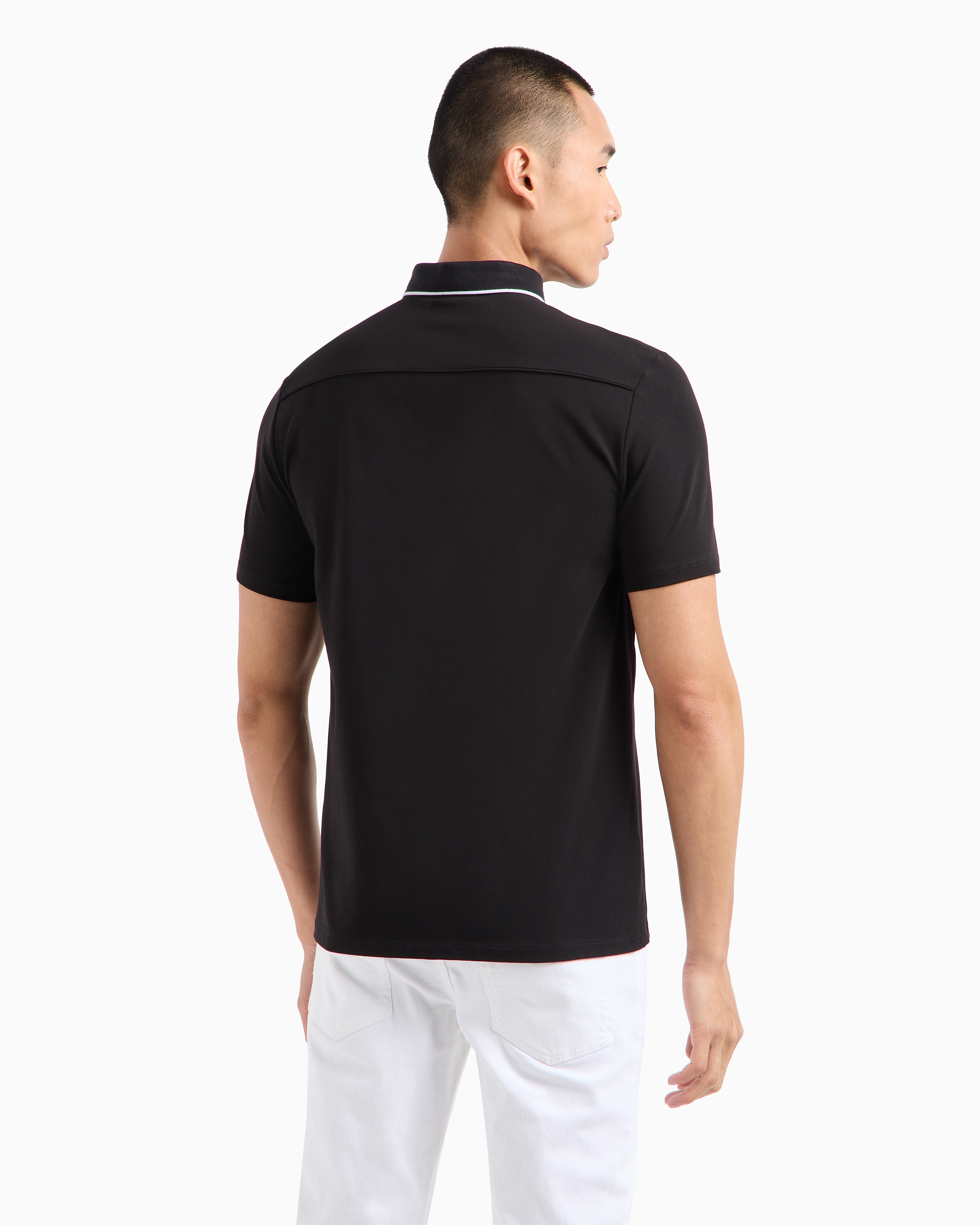 Armani Exchange - Piquet polo shirt with logo, Man, Black, Size: