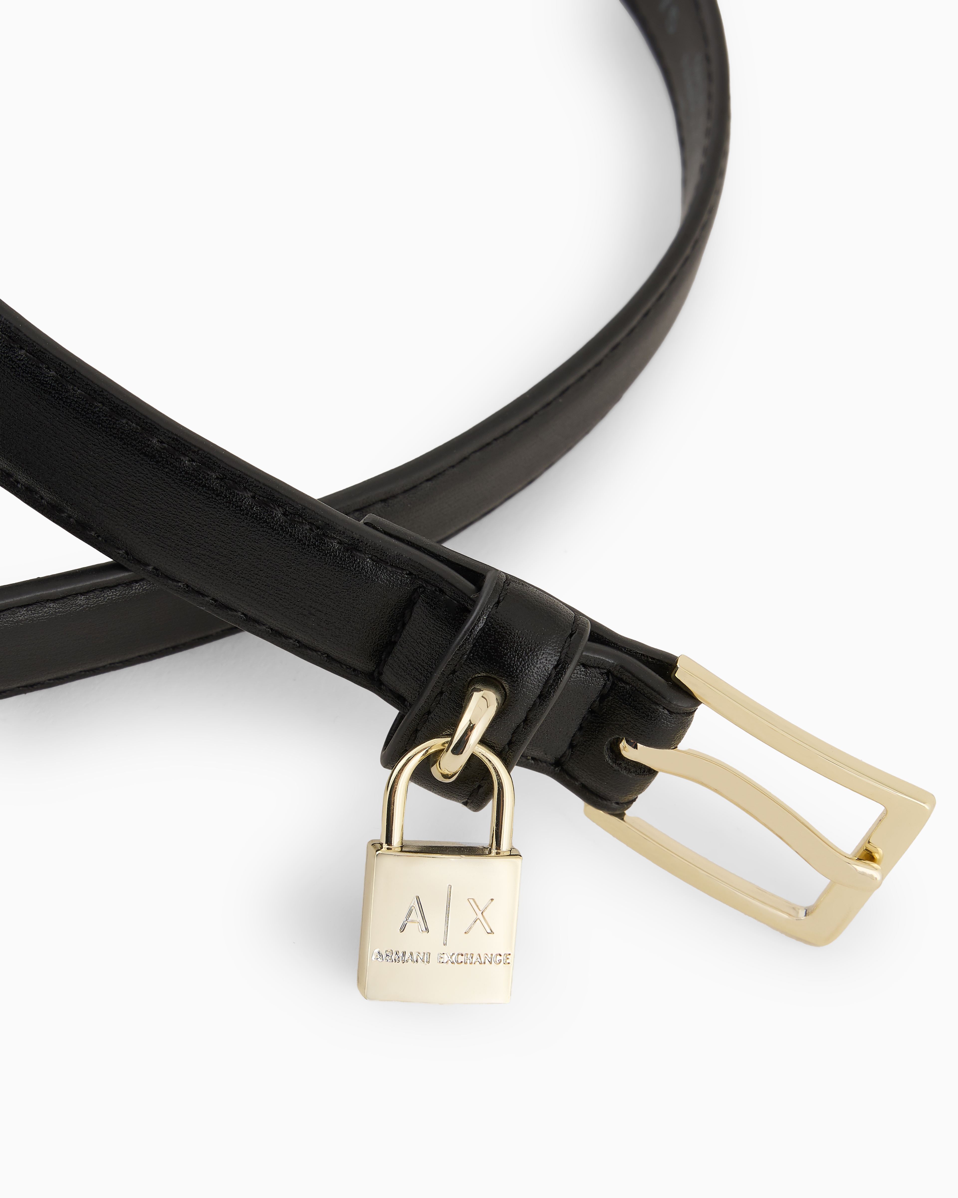 Armani Exchange - Slim Belt with Lock Recycled Material ASV, Woman, Black, Size: