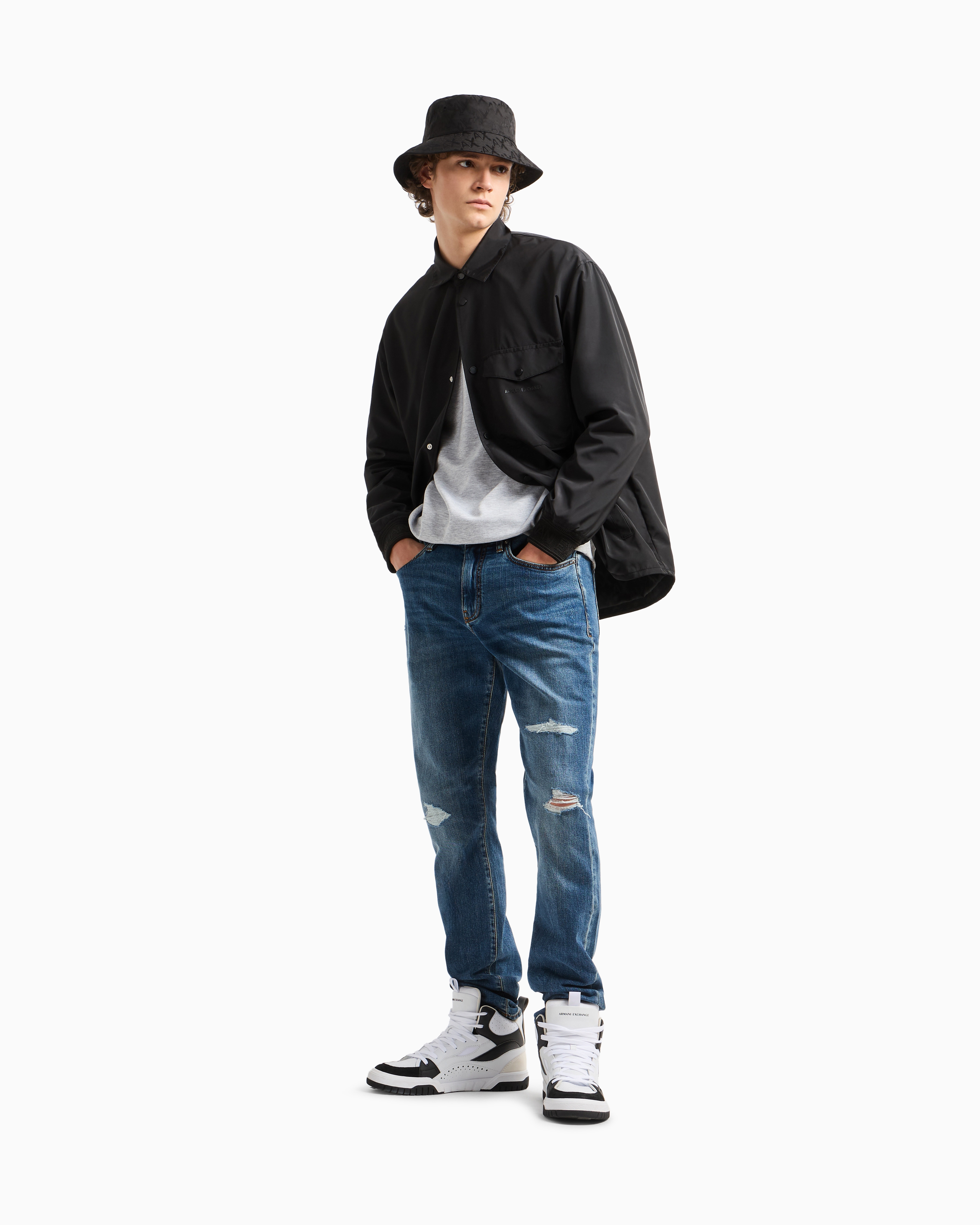 Armani Exchange Logo Signature Crewneck Sweatshirt In Grey