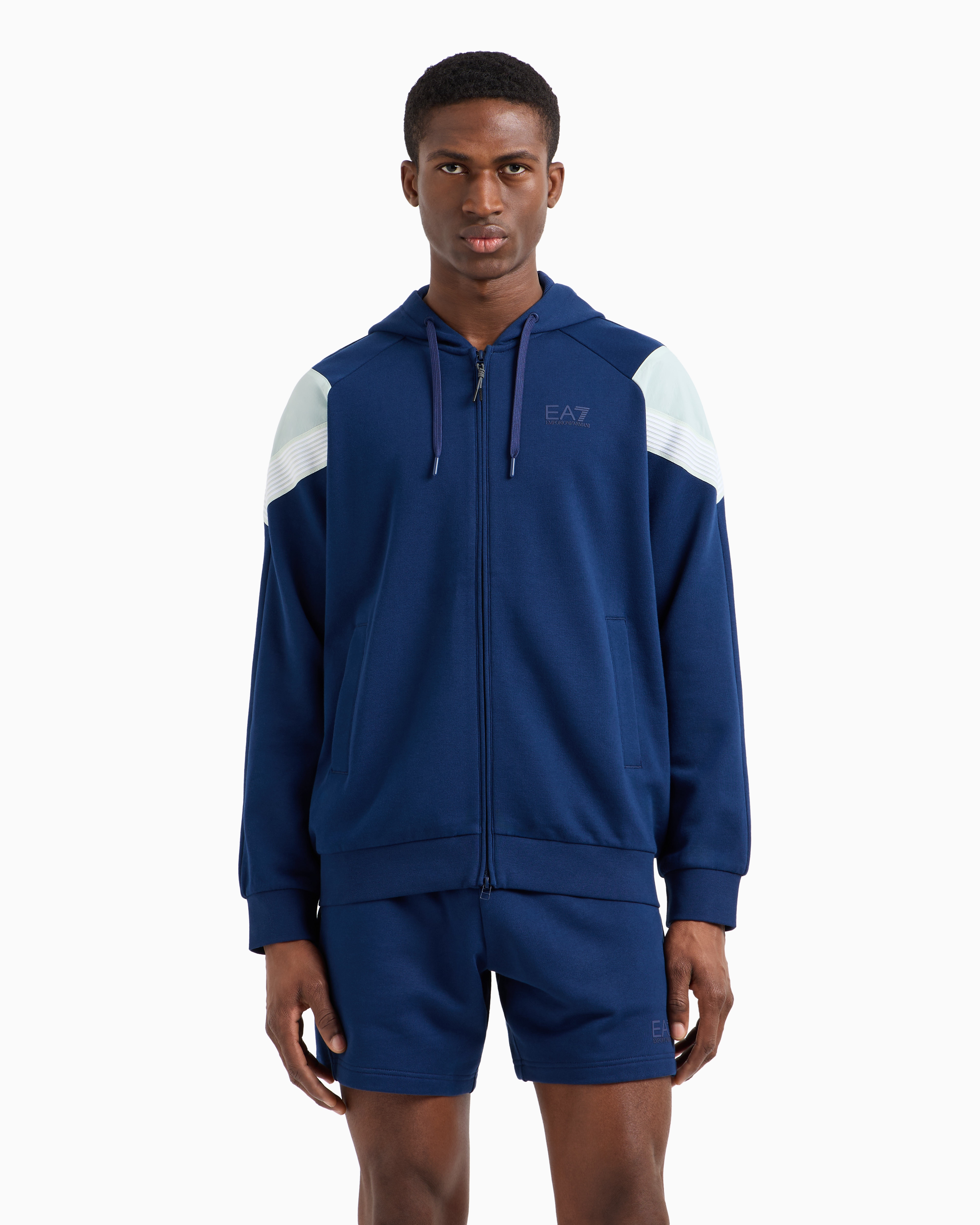 EA7 7 LINES HOODED COTTON SWEATSHIRT