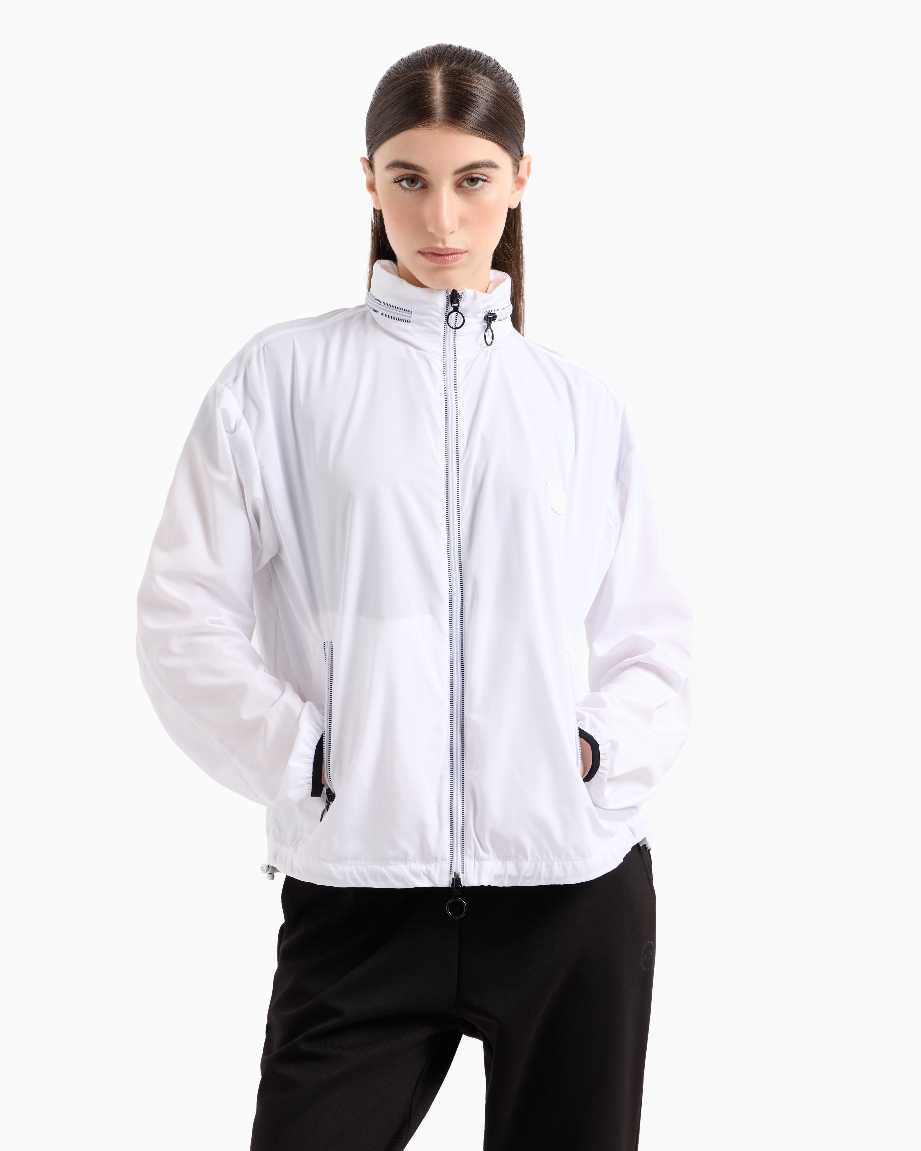Armani Exchange - Full zip jacket with removable hood, Woman, White, Size: