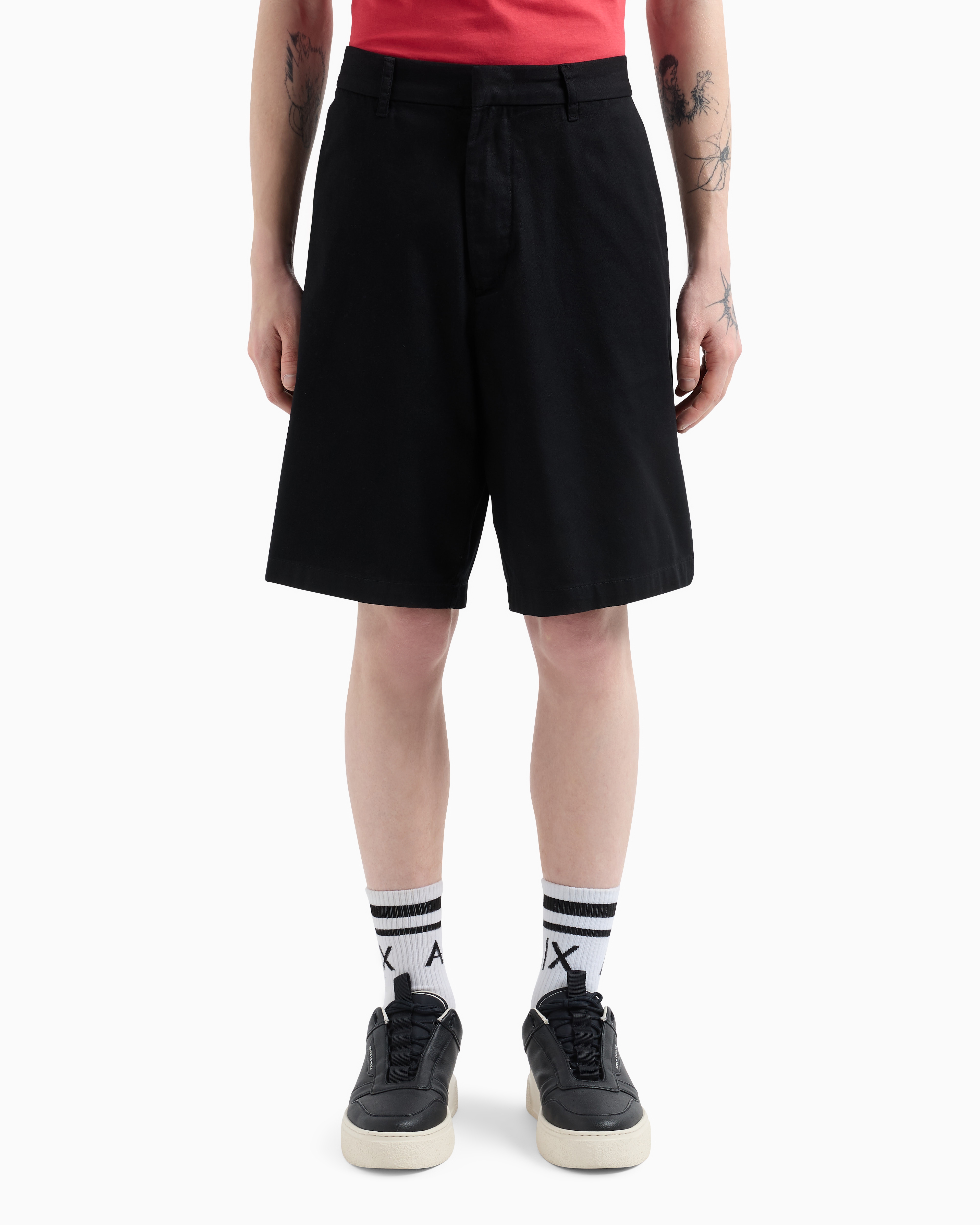 Armani Exchange - Cotton twill Bermuda shorts, Man, Black, Size: