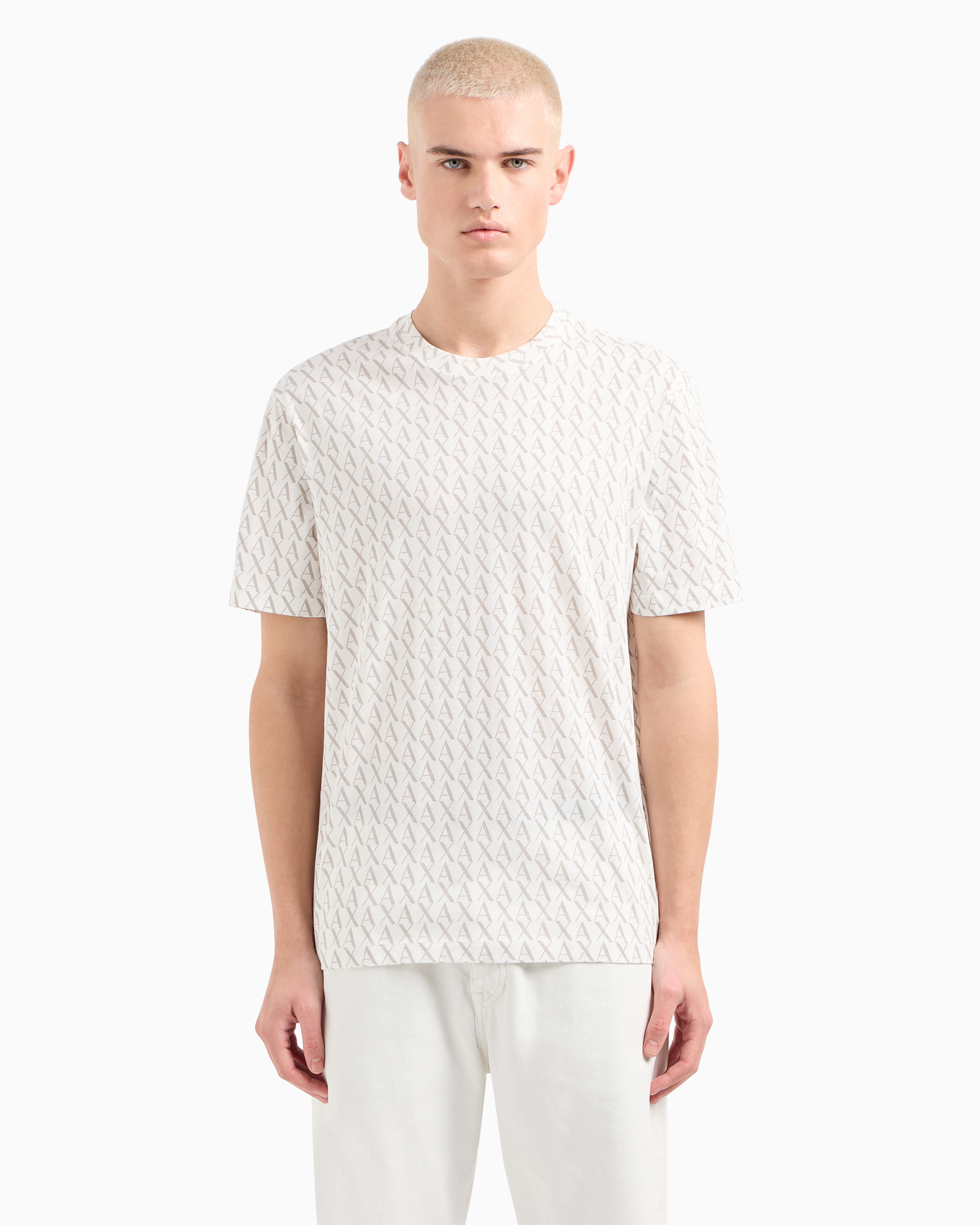Armani Exchange - Long sleeve T-shirt with logo prints, Man, White, Size: S