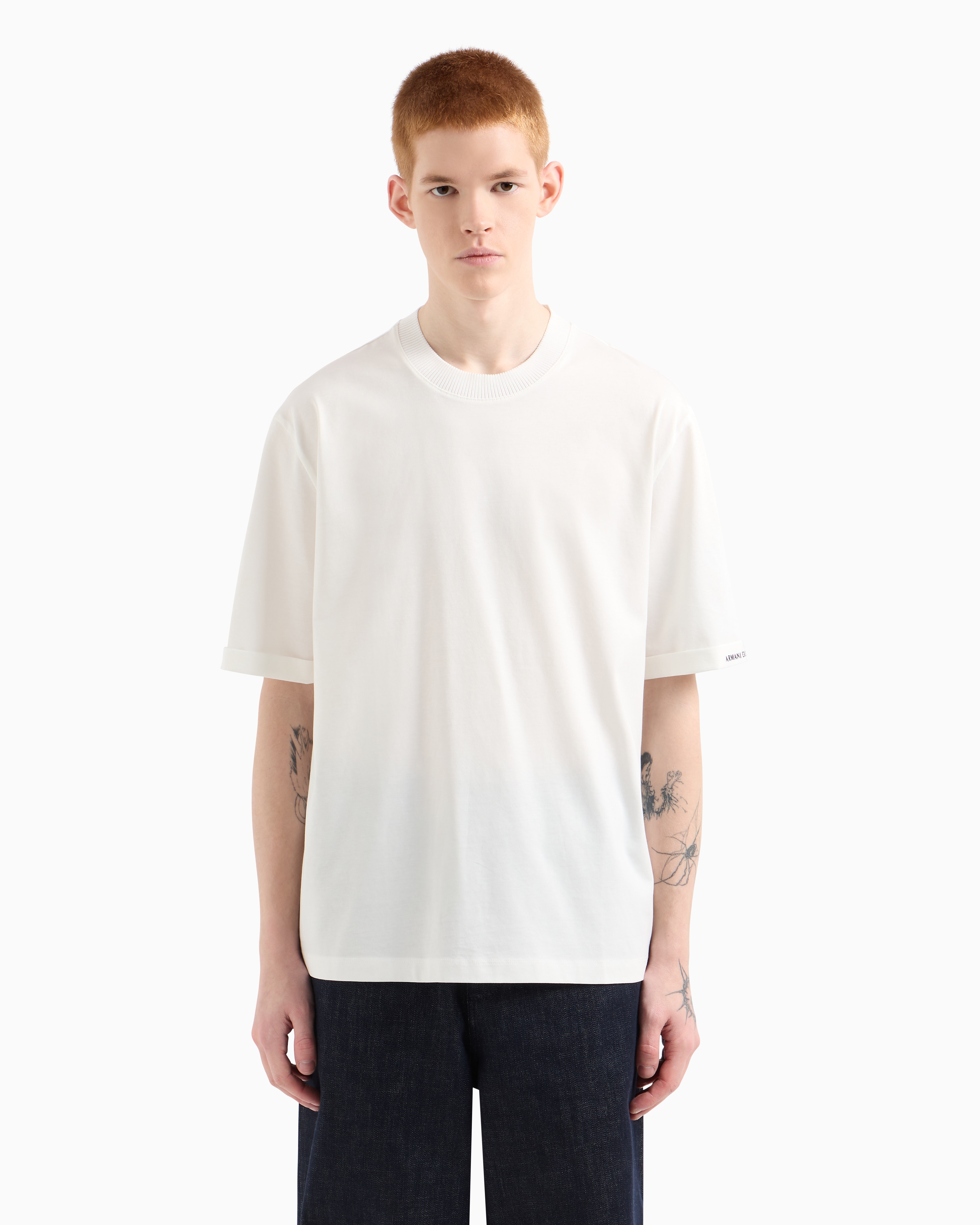 Armani Exchange - Short-sleeved sweatshirt with logo, Man, White, Size: