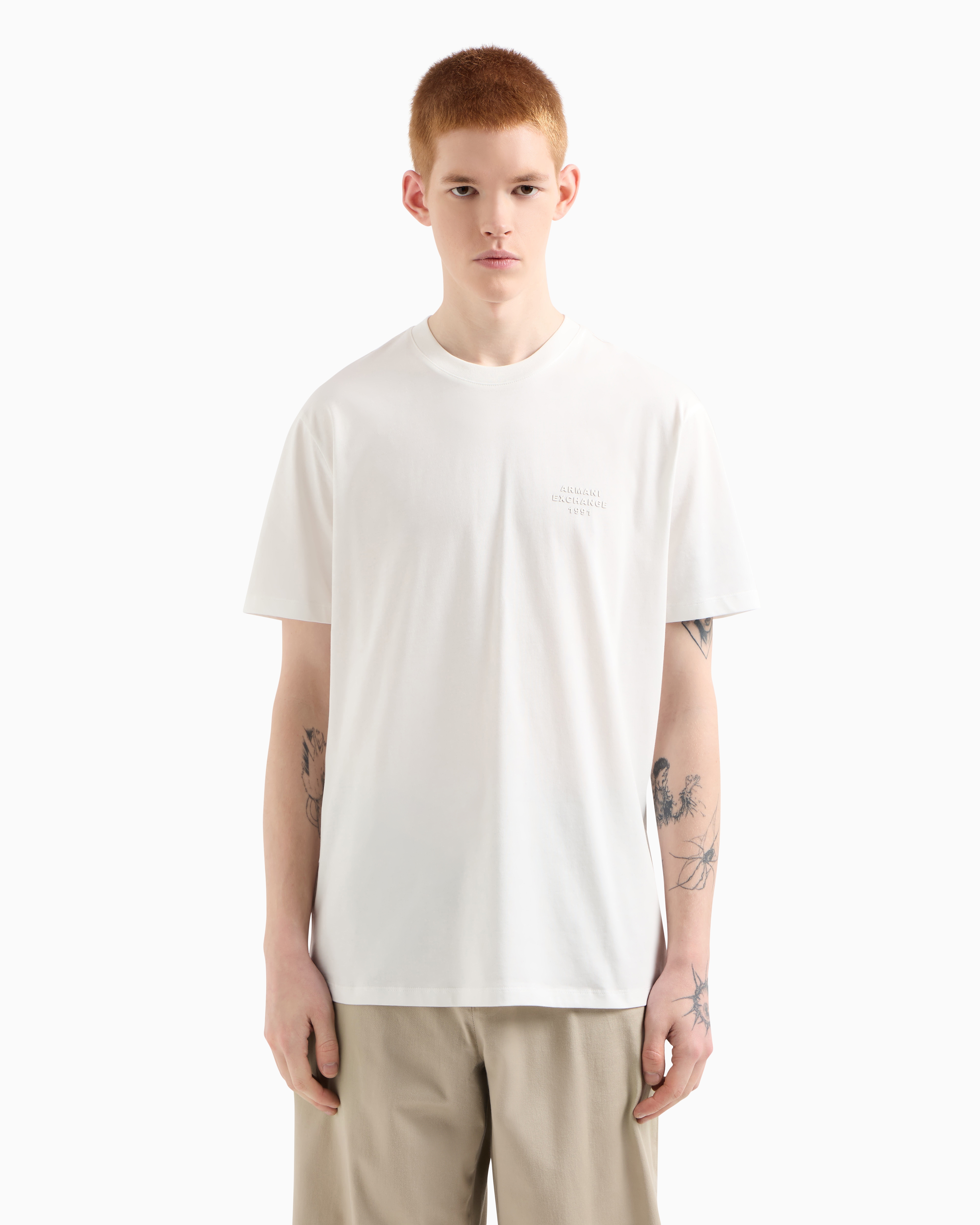 Armani Exchange - Regular fit basic t-shirt, Man, White, Size: