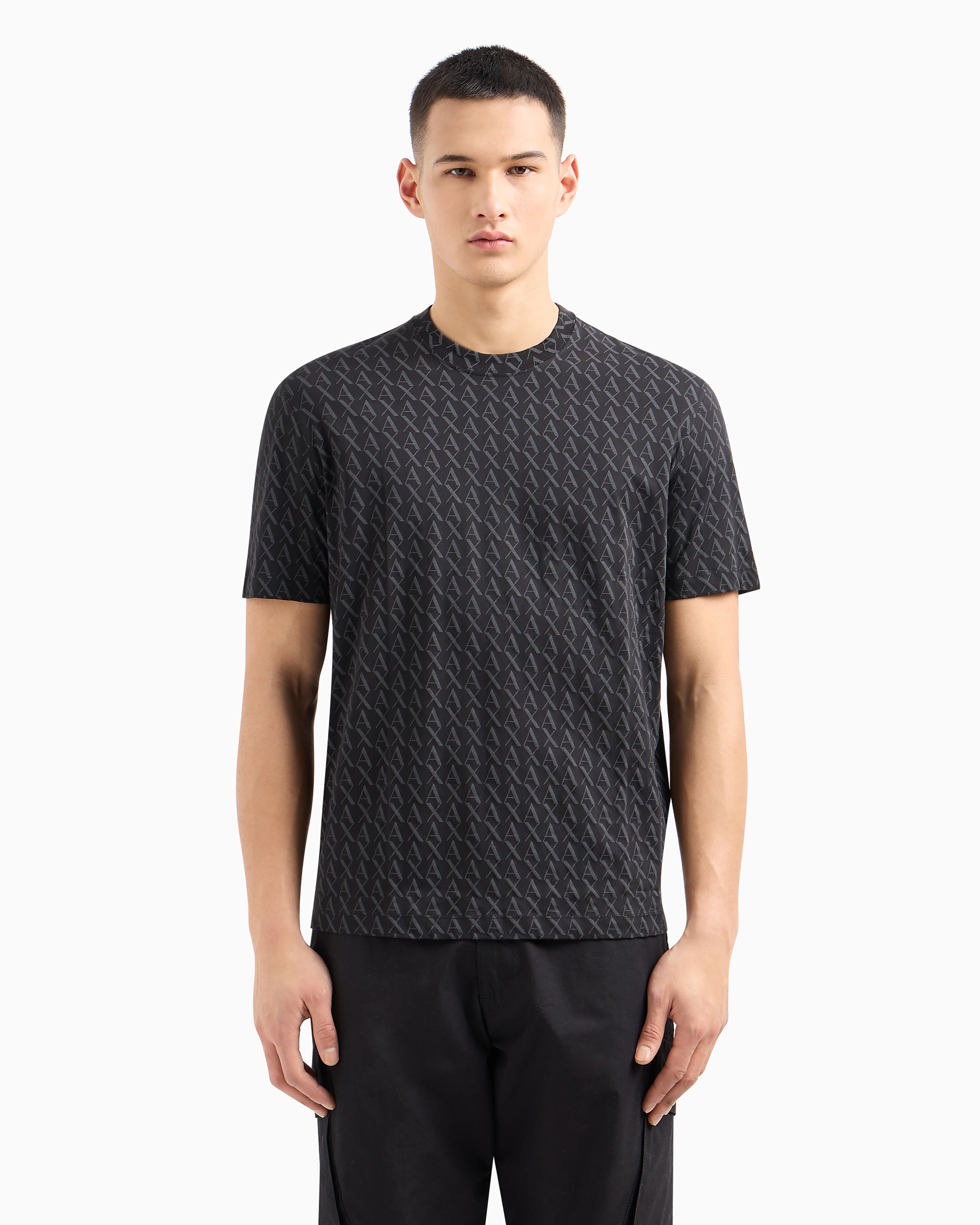ARMANI EXCHANGE★半袖 クルーネック ロゴ モノグラム Tシャツ モノグラムデザイン 半袖クルーネックTシャツ | Armani Exchange