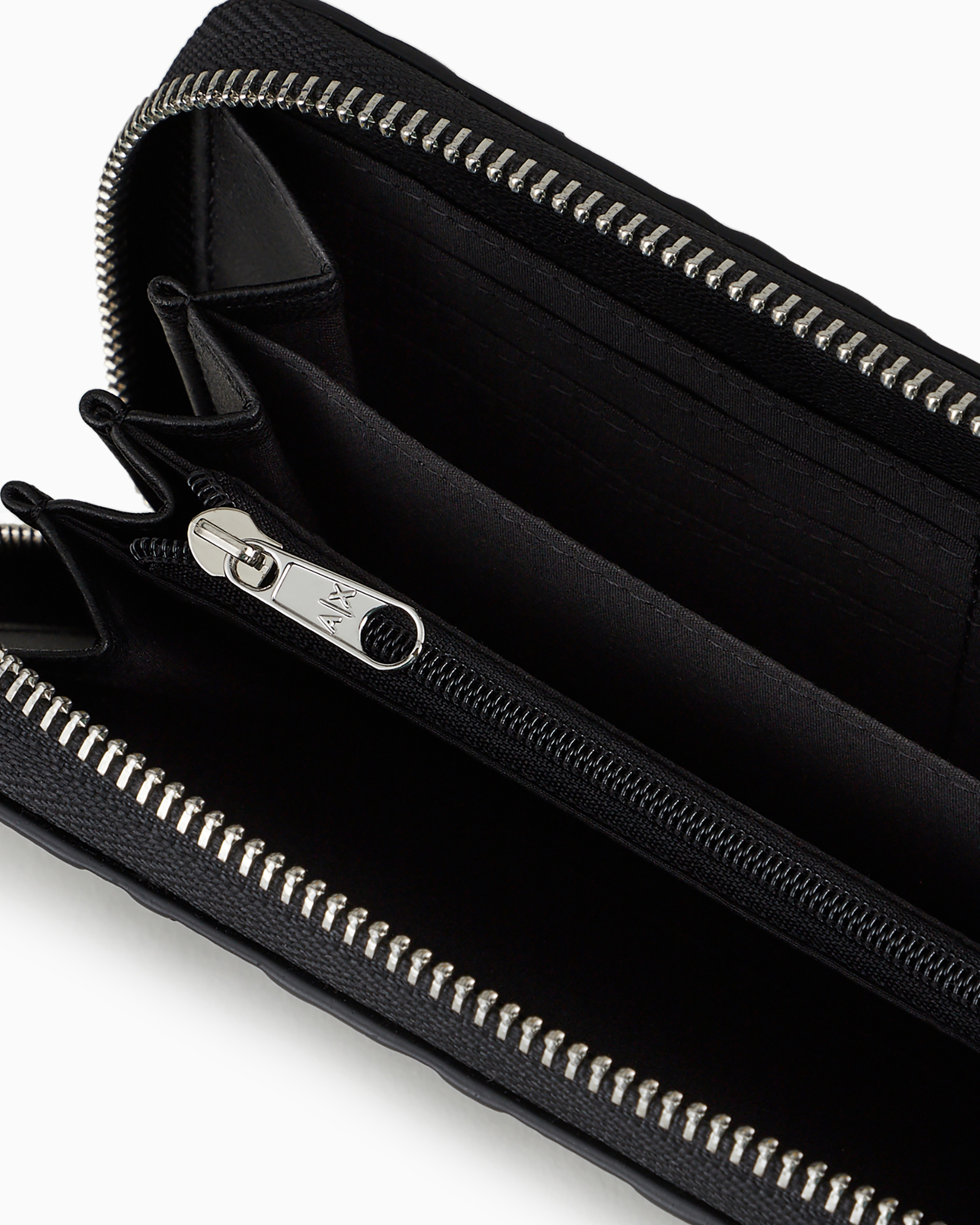 Armani Exchange - Zip around wallet with maxi allover logo, Woman, Black, Size: TU