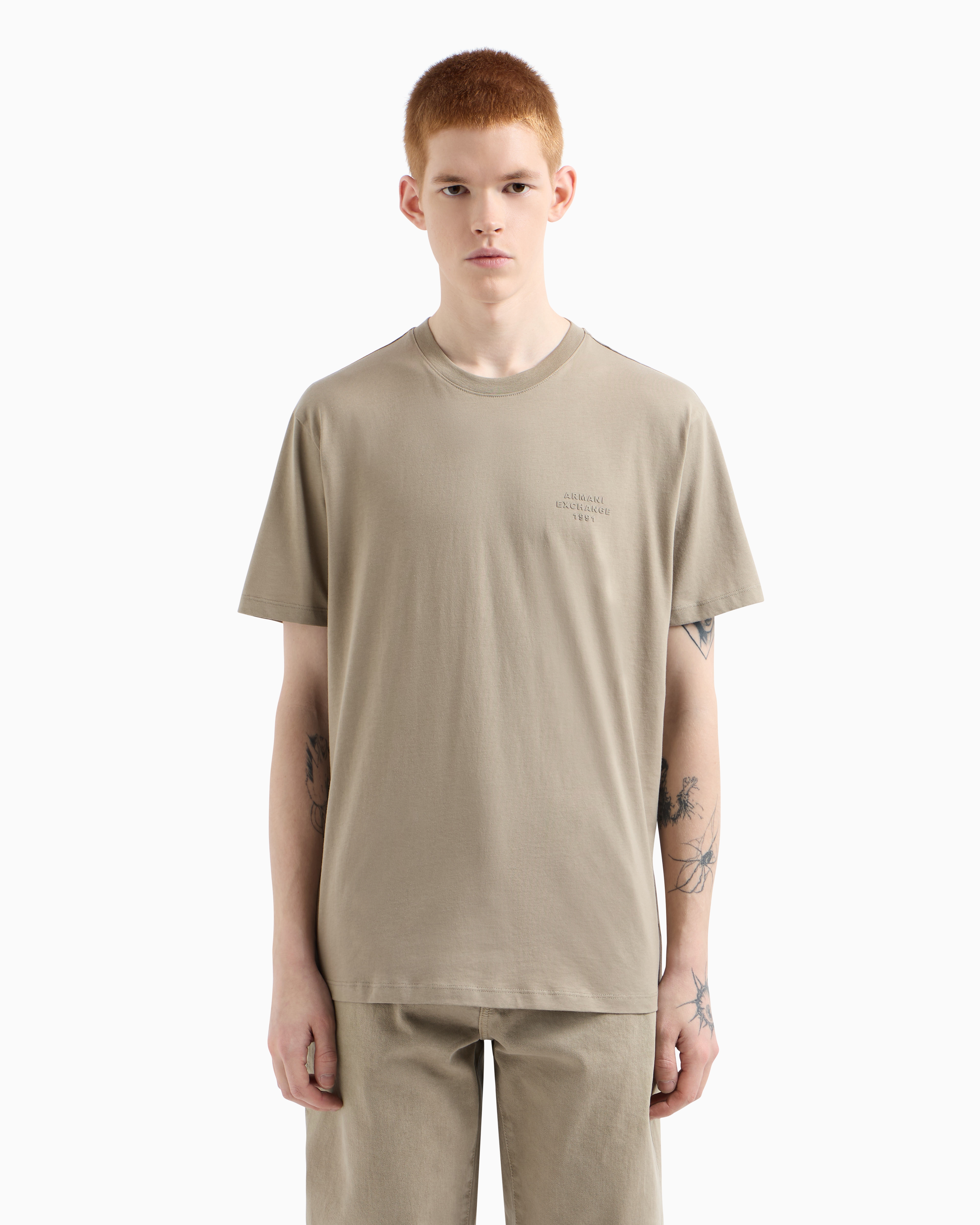 Armani Exchange - Regular fit basic t-shirt, Man, Beige, Size: