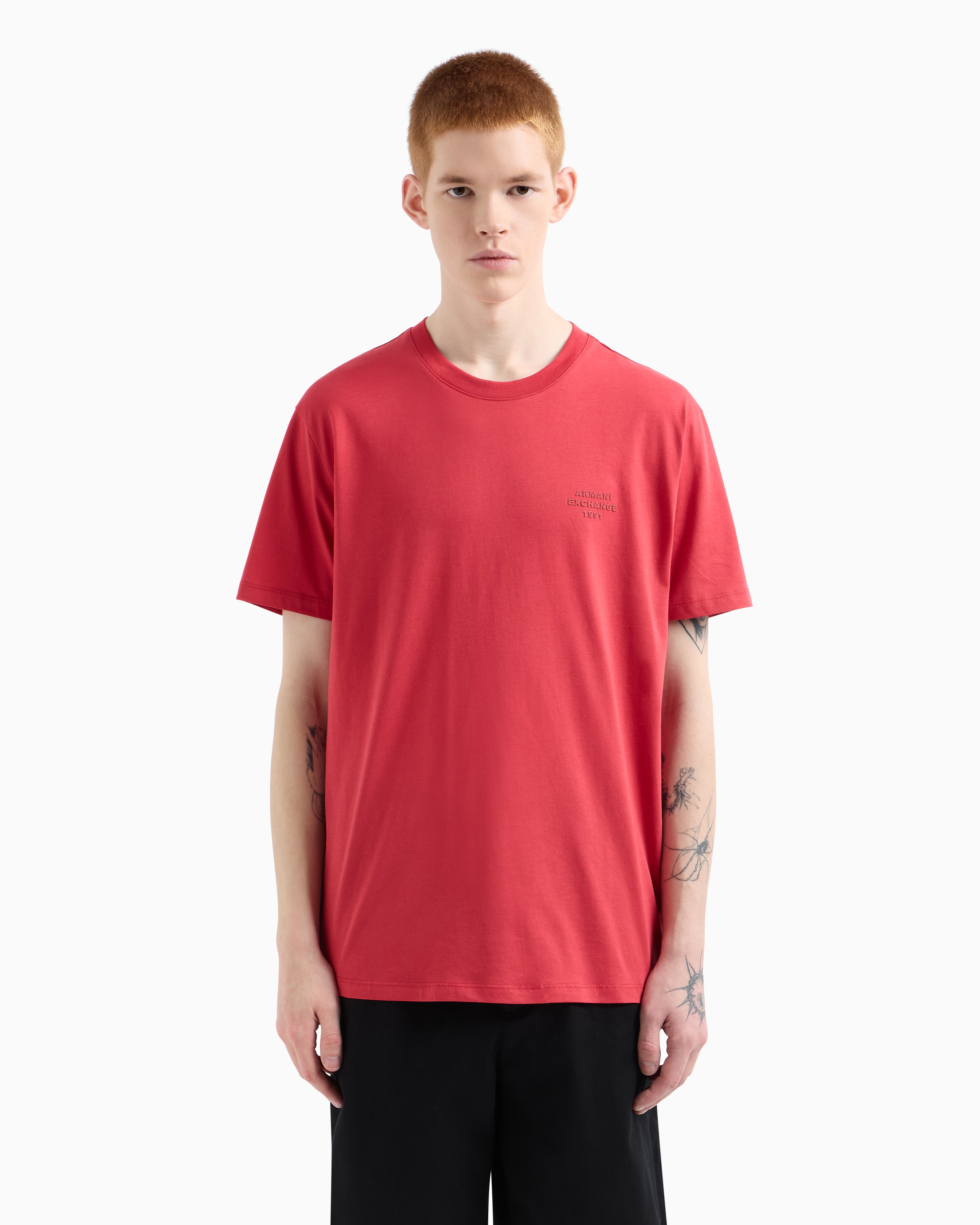 Armani Exchange - Regular fit basic t-shirt, Man, Red, Size: