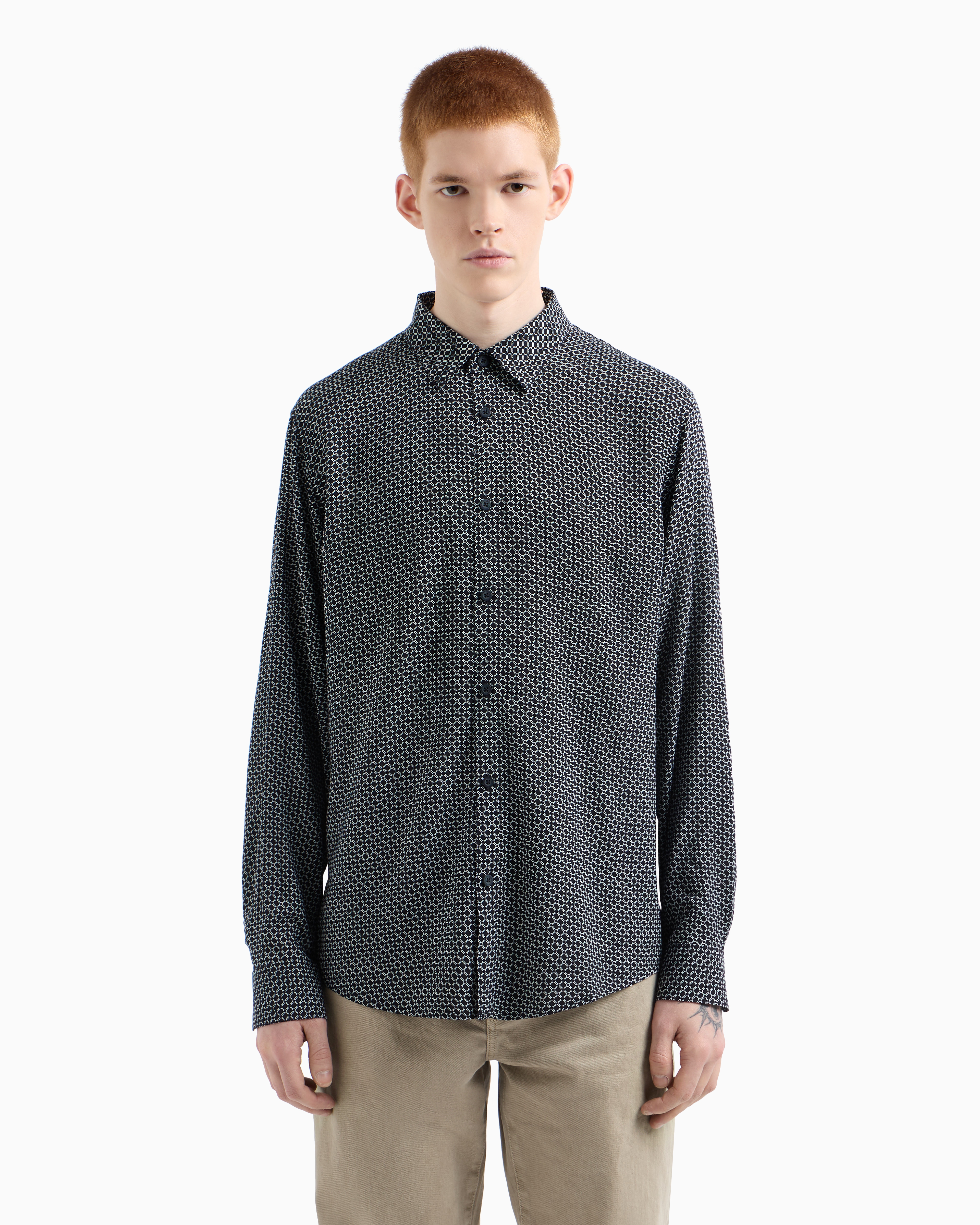 Armani Exchange - Regular fit shirt ASV fabric, Man, Blue, Size: