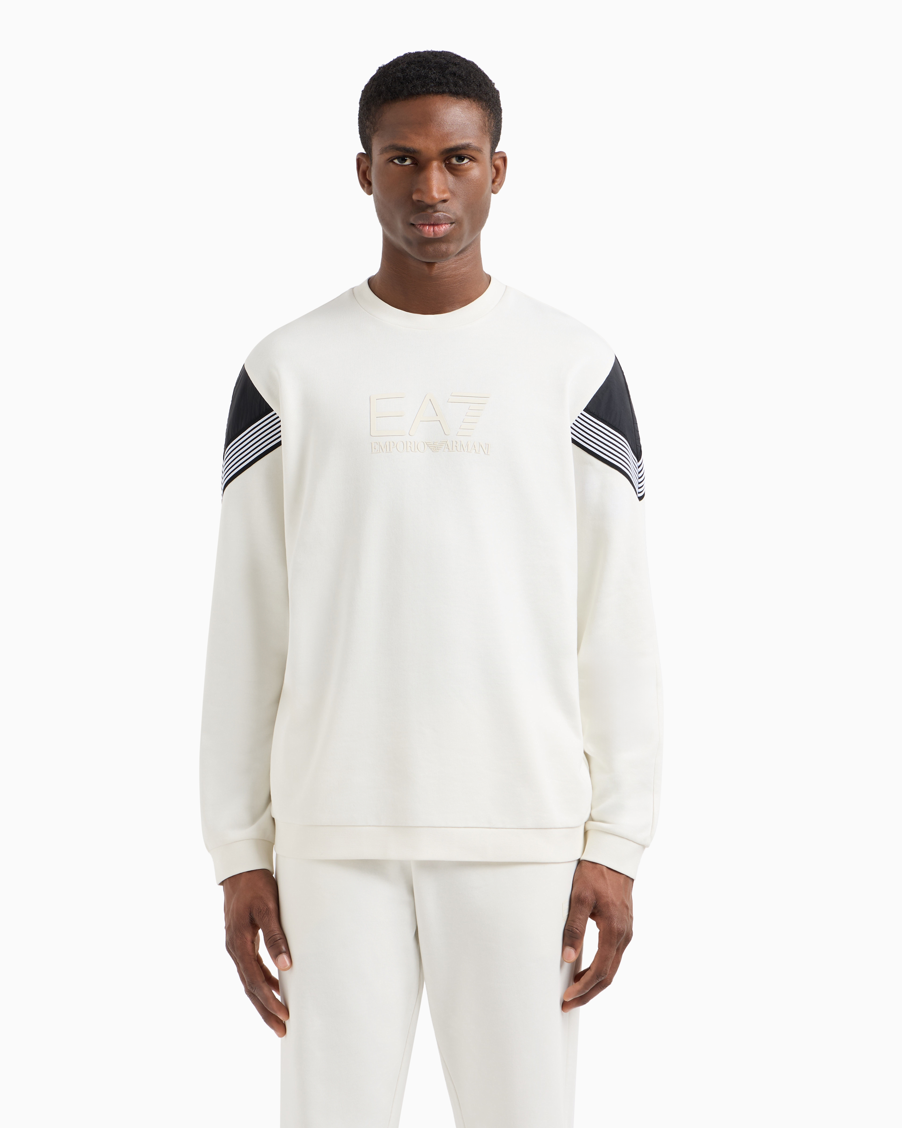 EA7 7 LINES COTTON CREW-NECK SWEATSHIRT