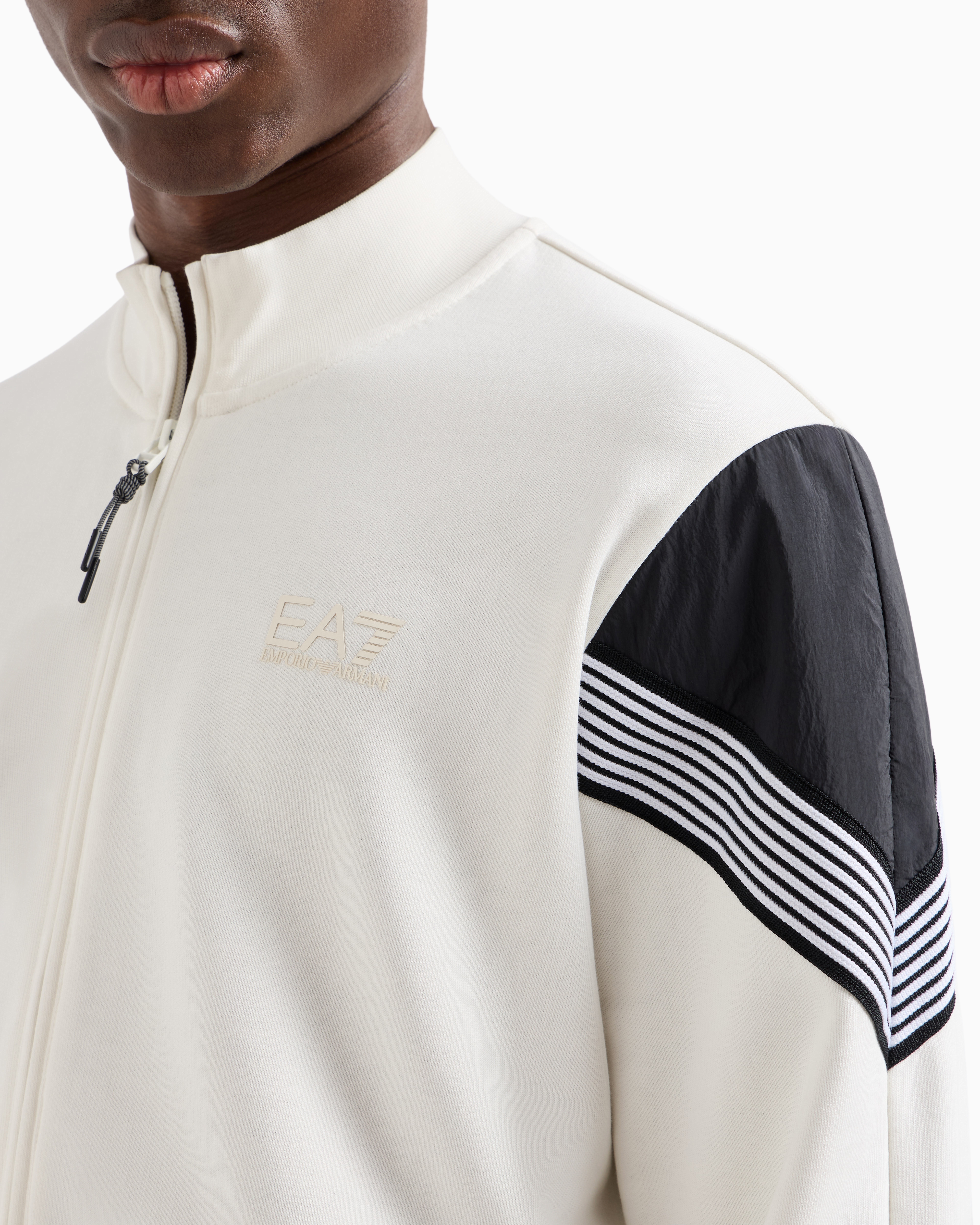 Ea7 7 Lines Cotton Jersey Tracksuit In White