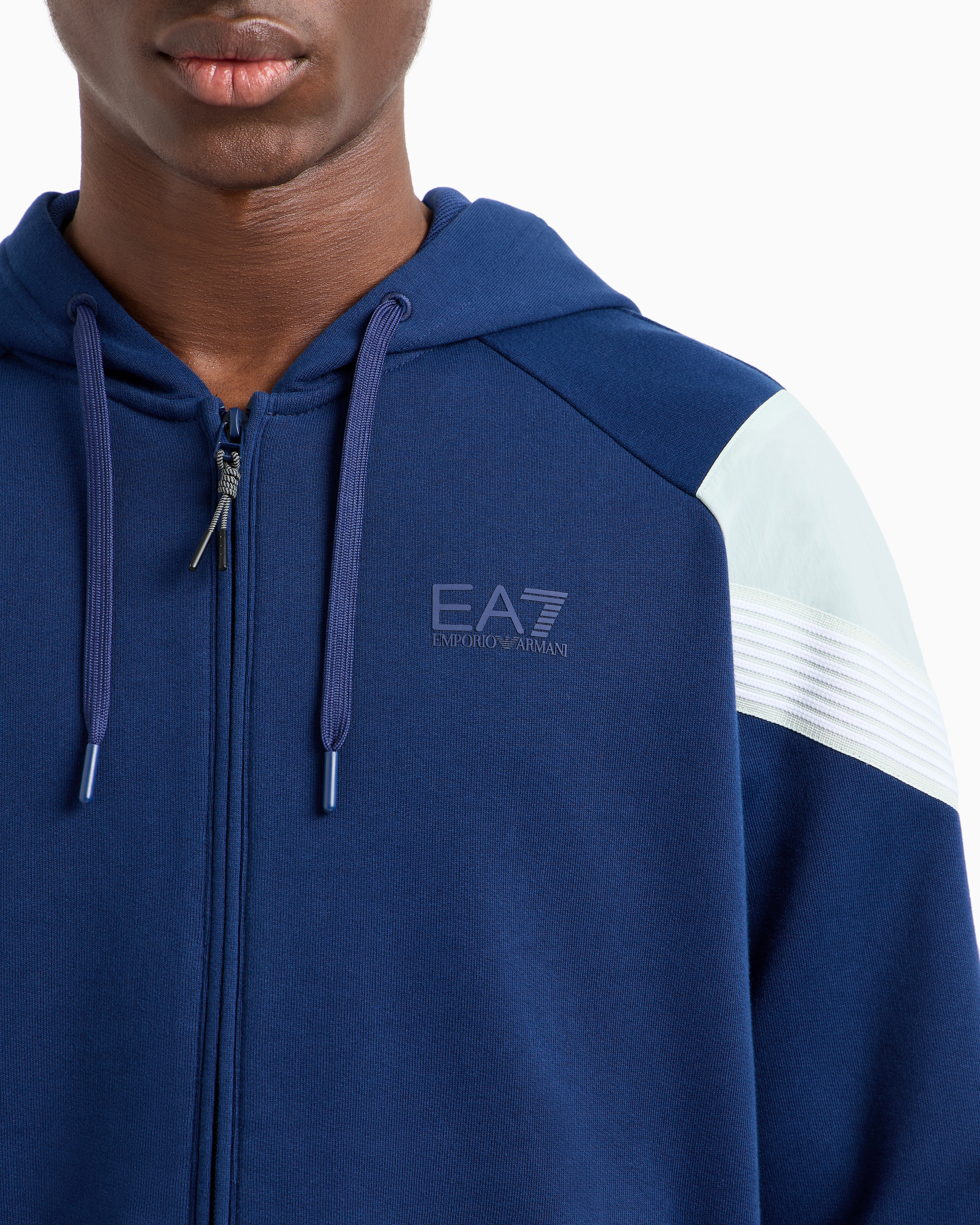 EA7 7 LINES HOODED COTTON SWEATSHIRT