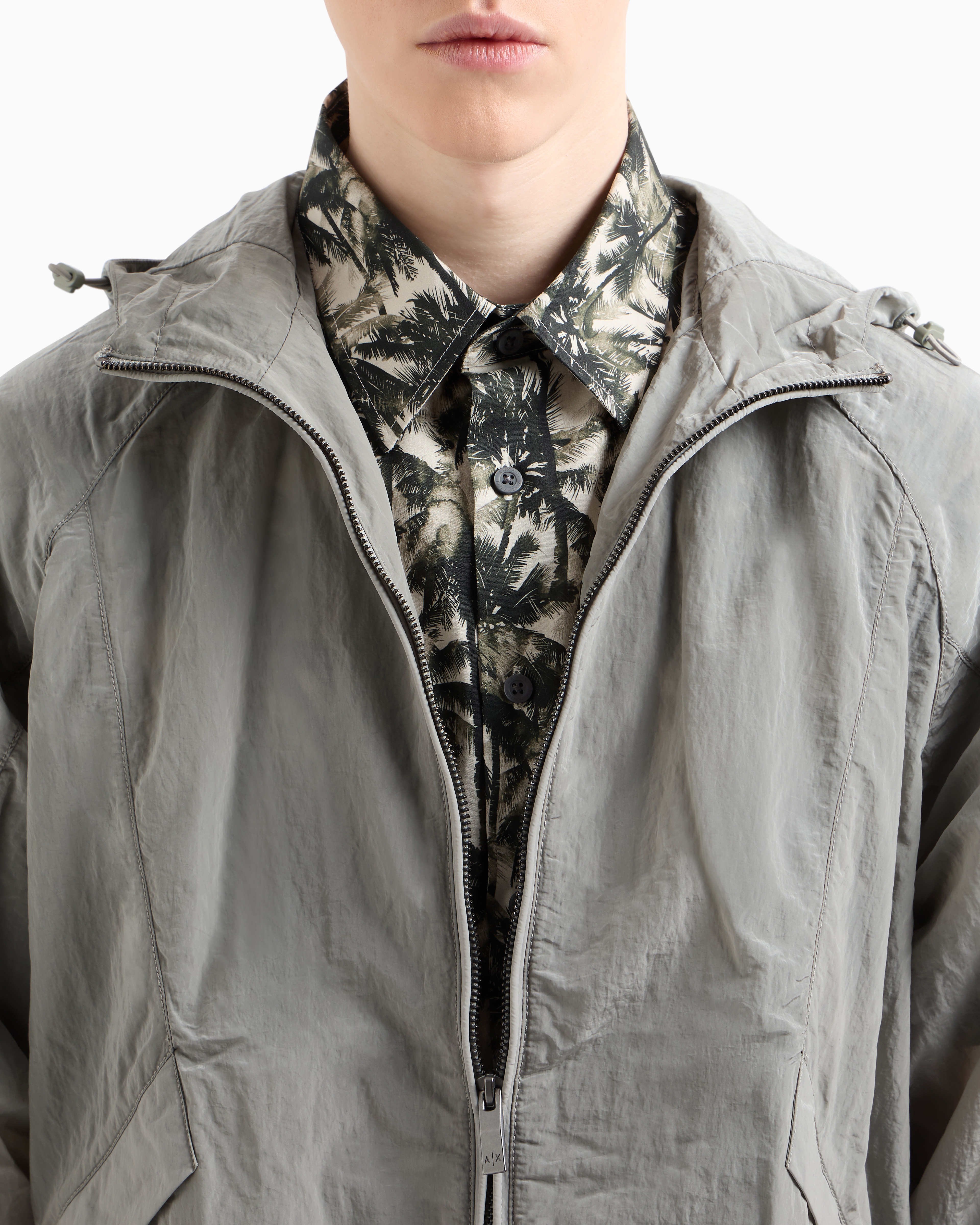 Armani Exchange - Regular fit palm tree patterned shirt, Man, Green, Size: S
