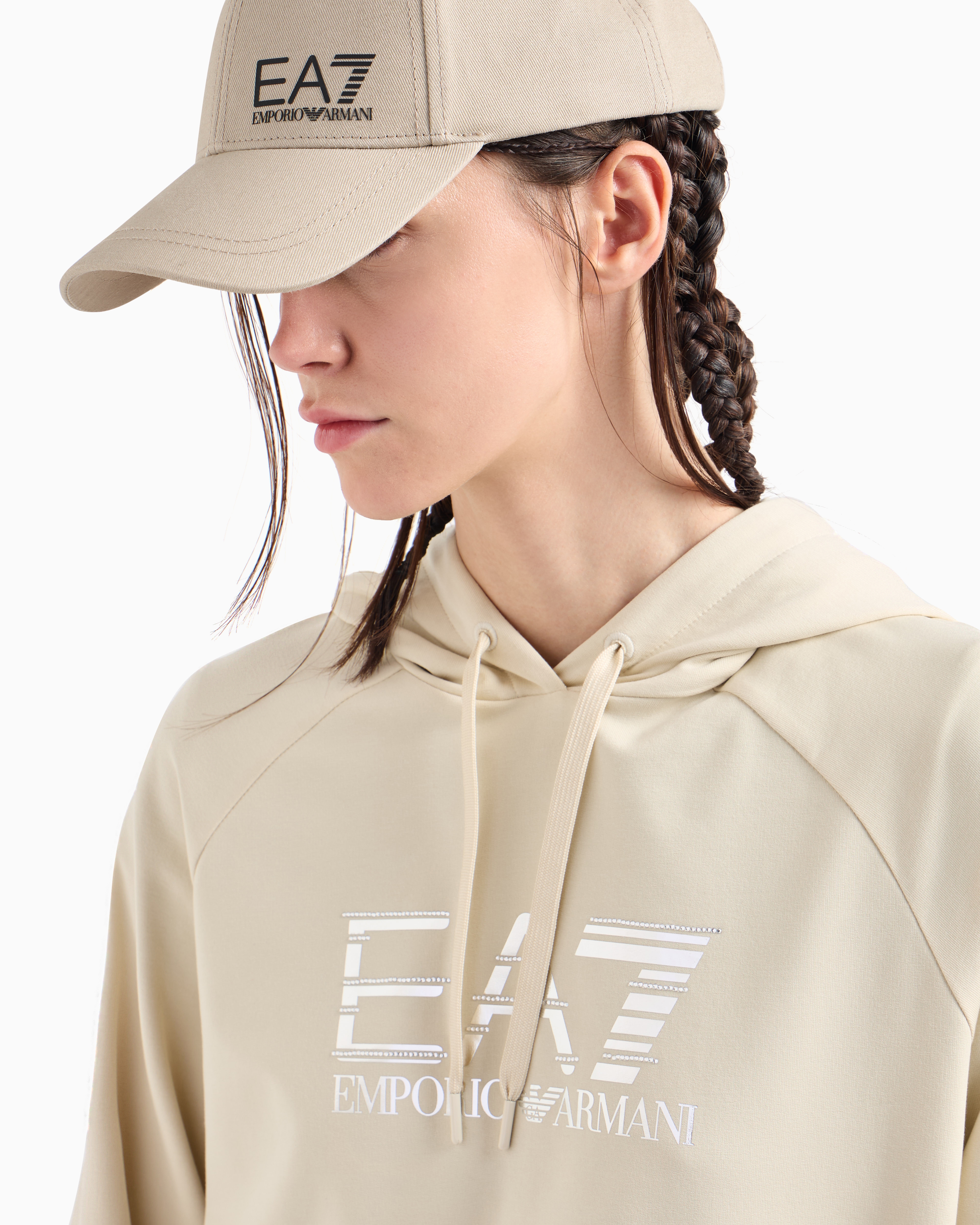 Ea7 Cotton And Modal Blend Tracksuit In Beige