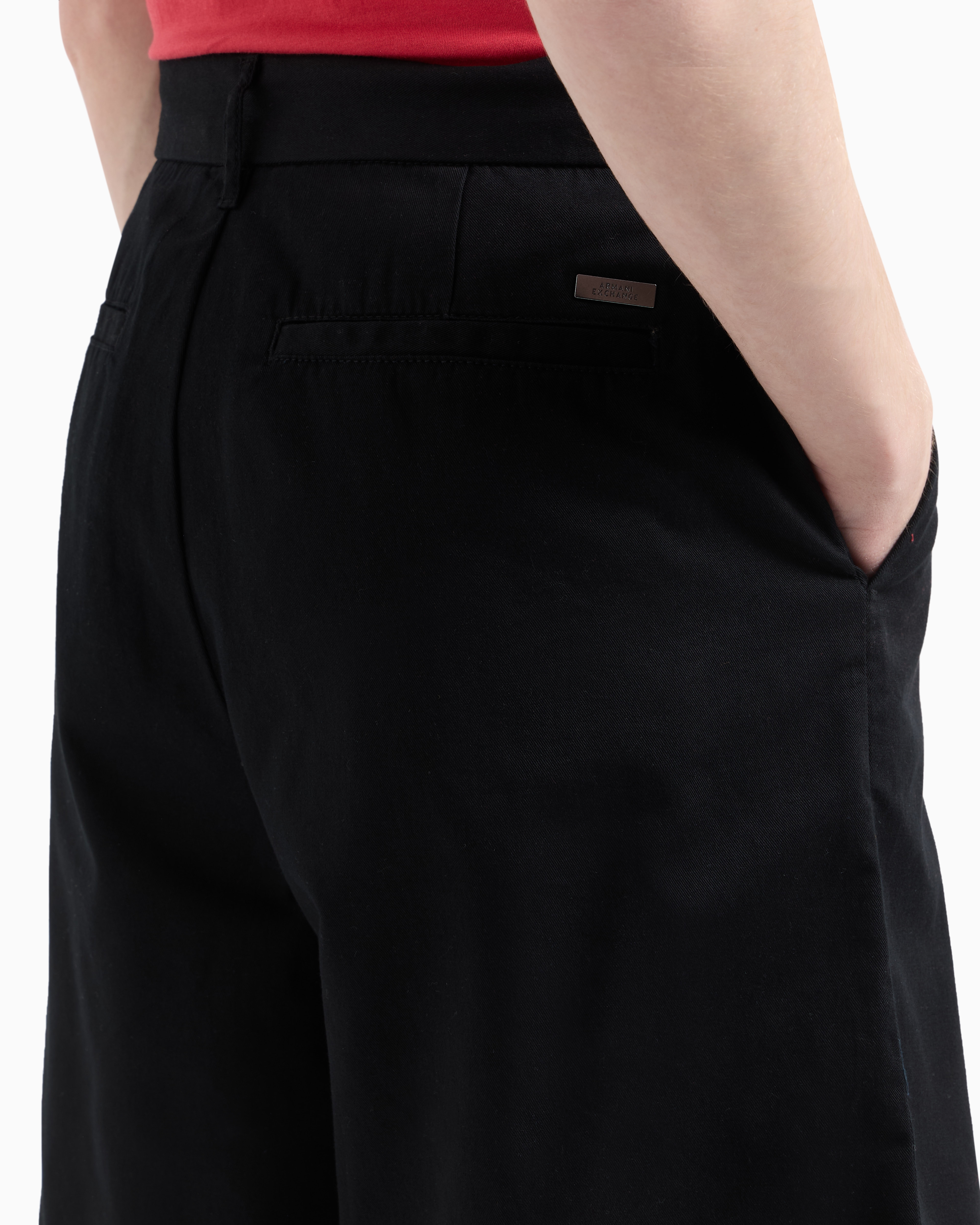 Armani Exchange - Cotton twill Bermuda shorts, Man, Black, Size: