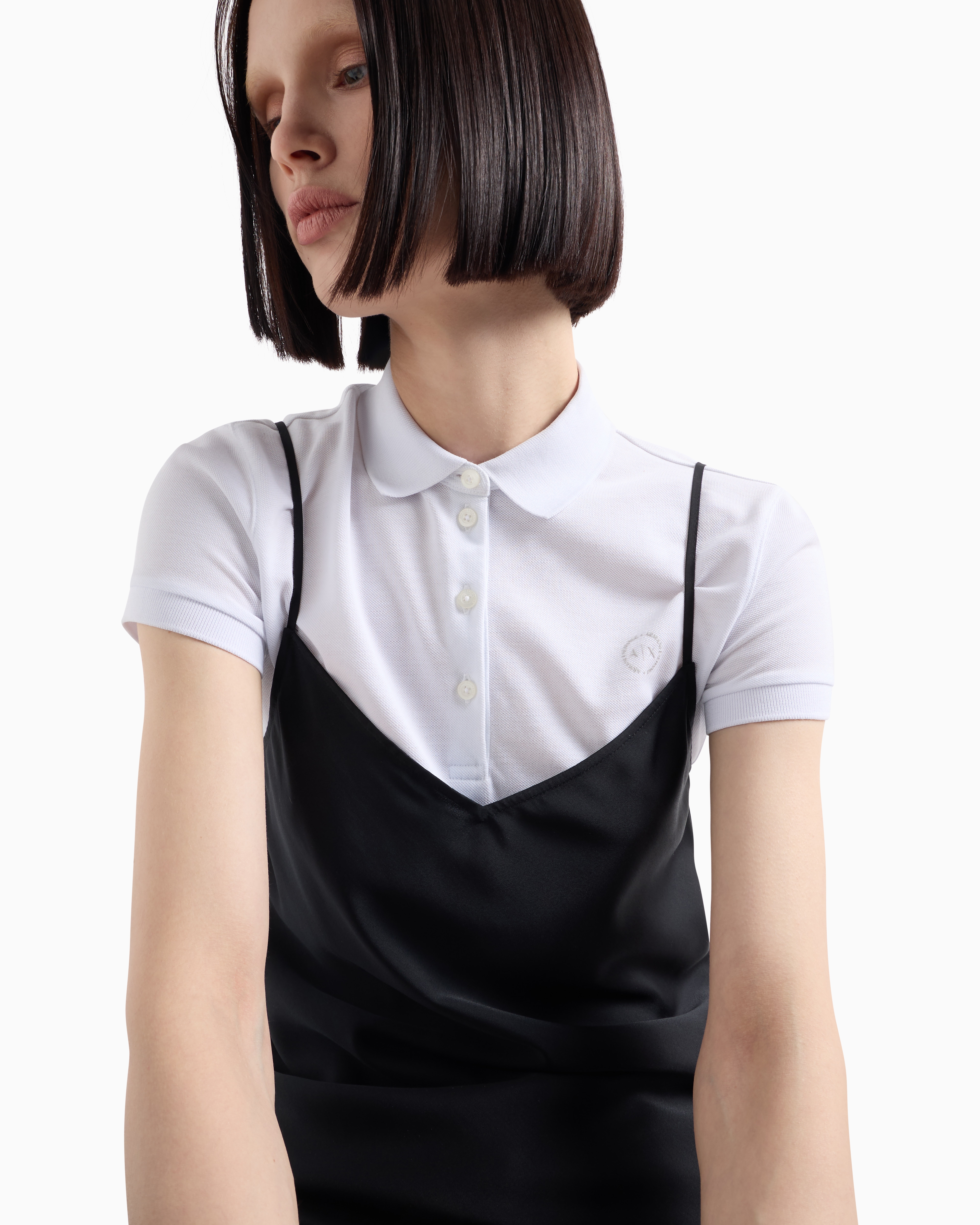 Armani Exchange - Satin V-Neck Top, Woman, Black, Size: