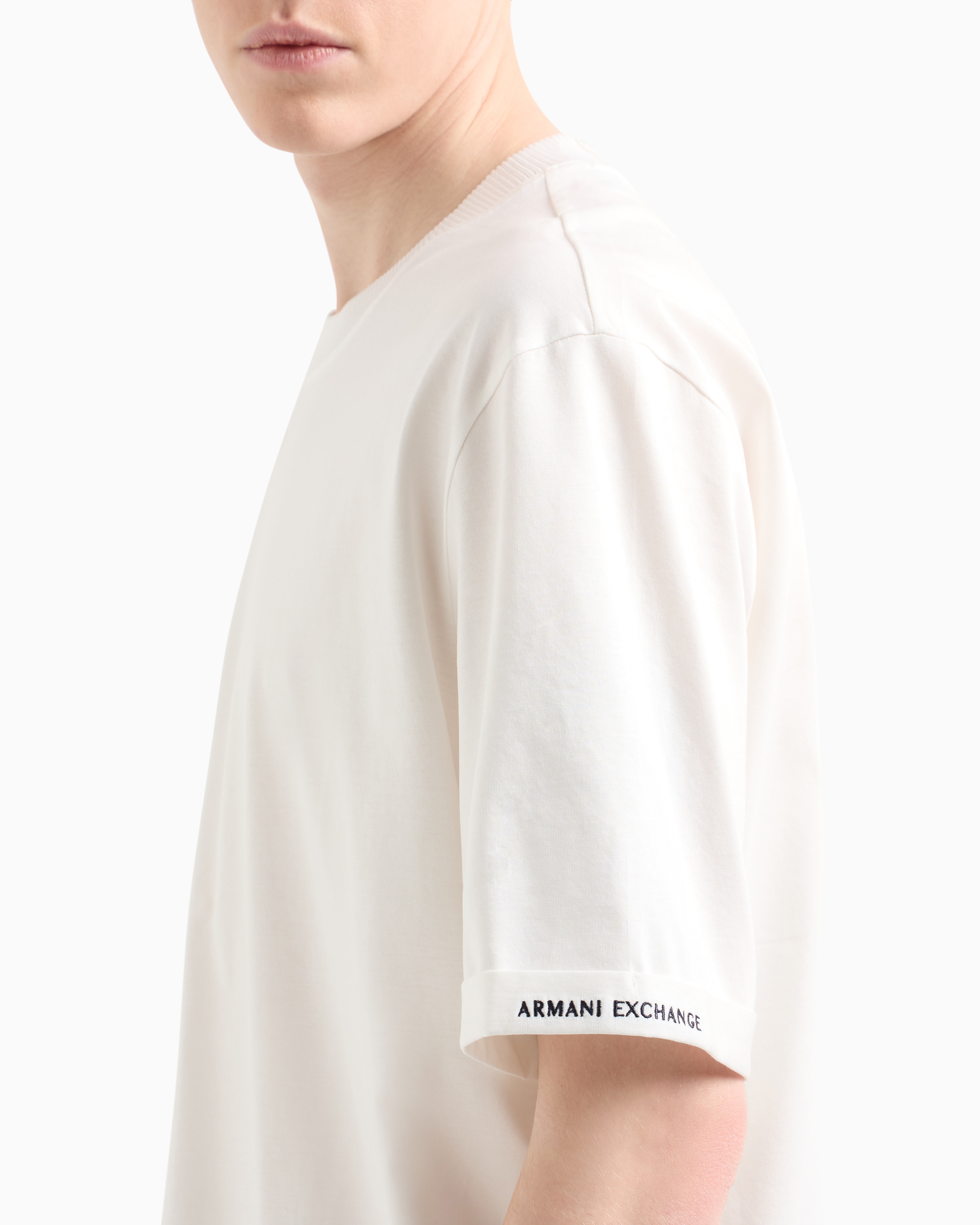 Armani Exchange - Short-sleeved sweatshirt with logo, Man, White, Size: