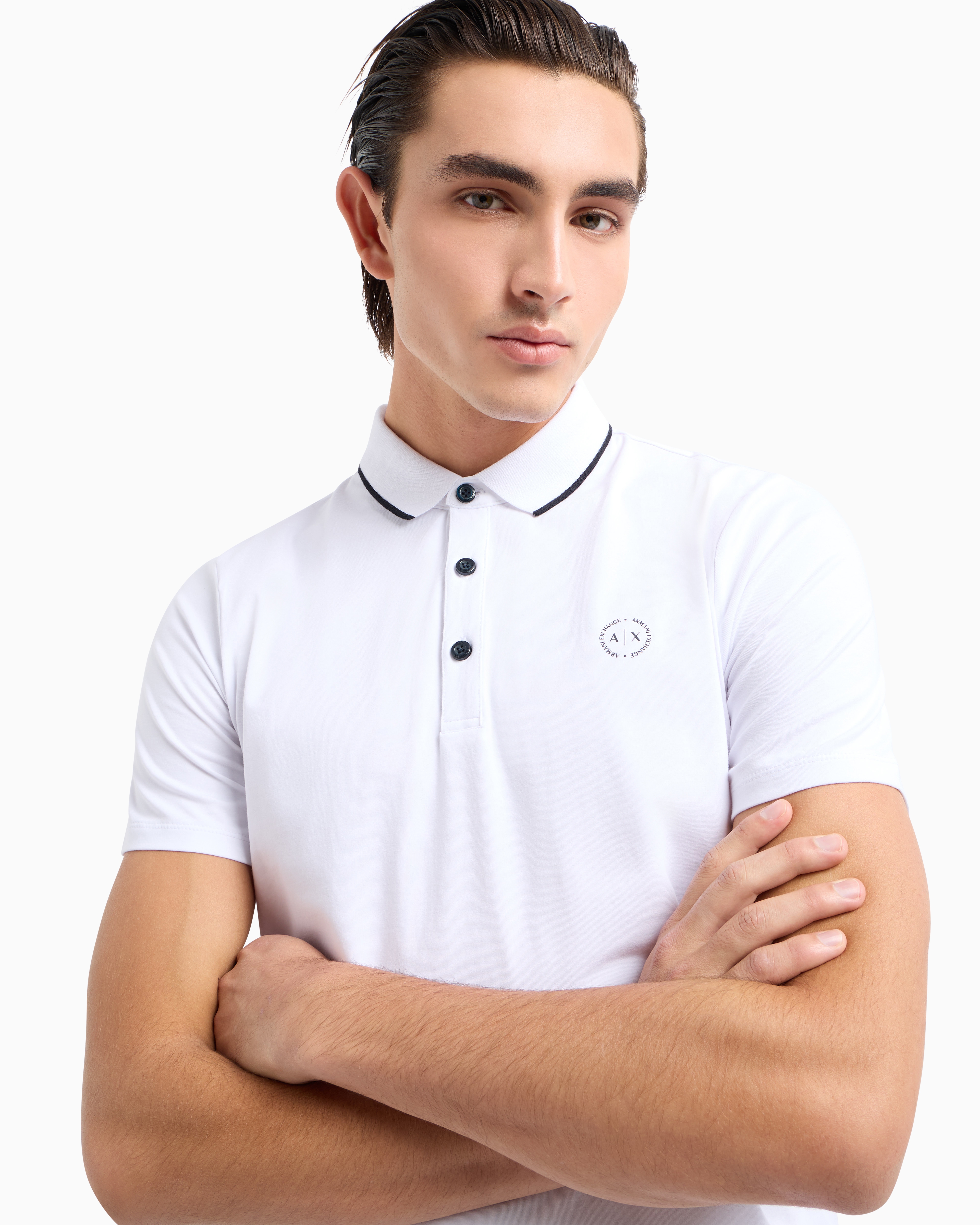 Armani Exchange - Piquet polo shirt with logo, Man, White, Size: