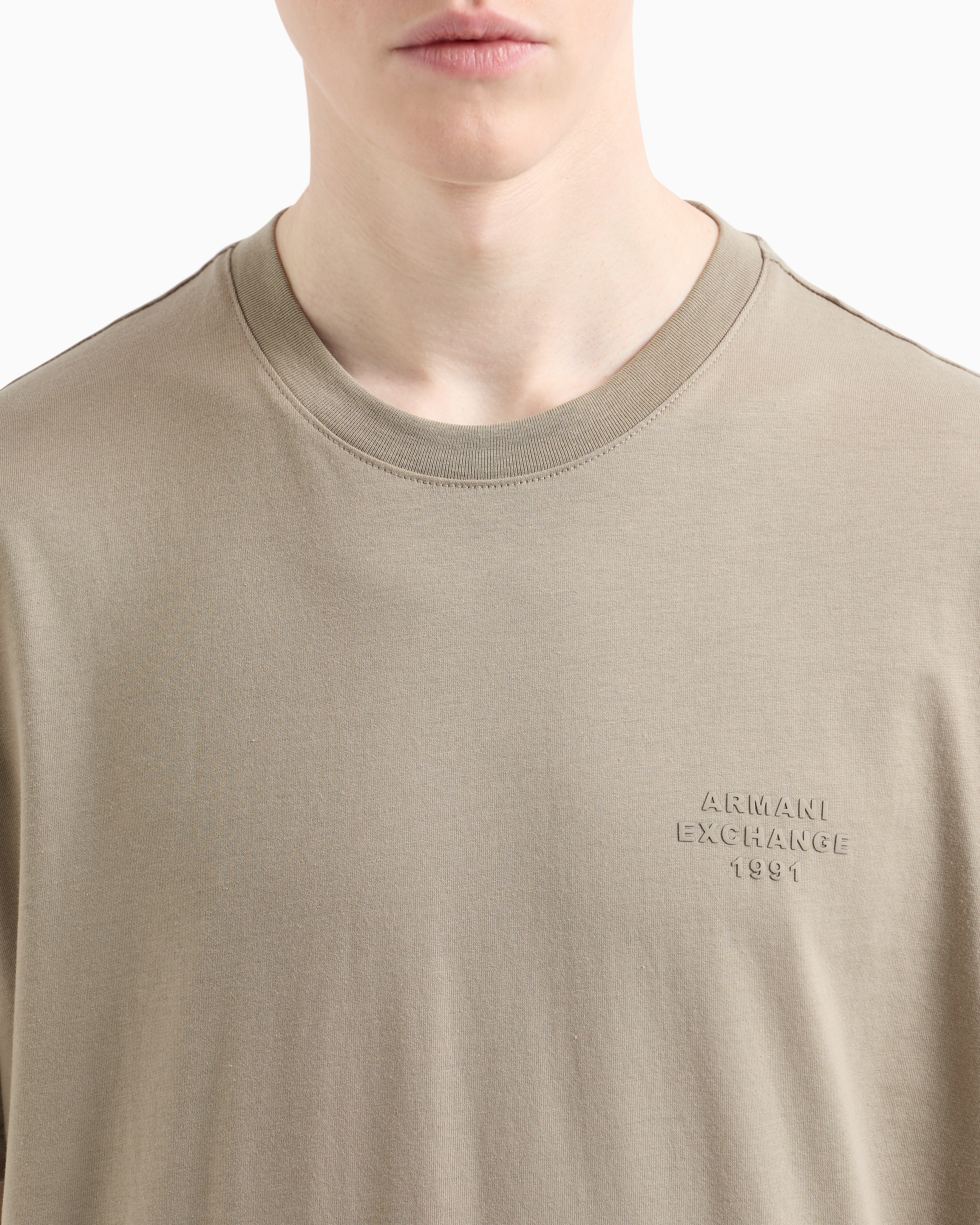 Armani Exchange - Regular fit basic t-shirt, Man, Beige, Size: