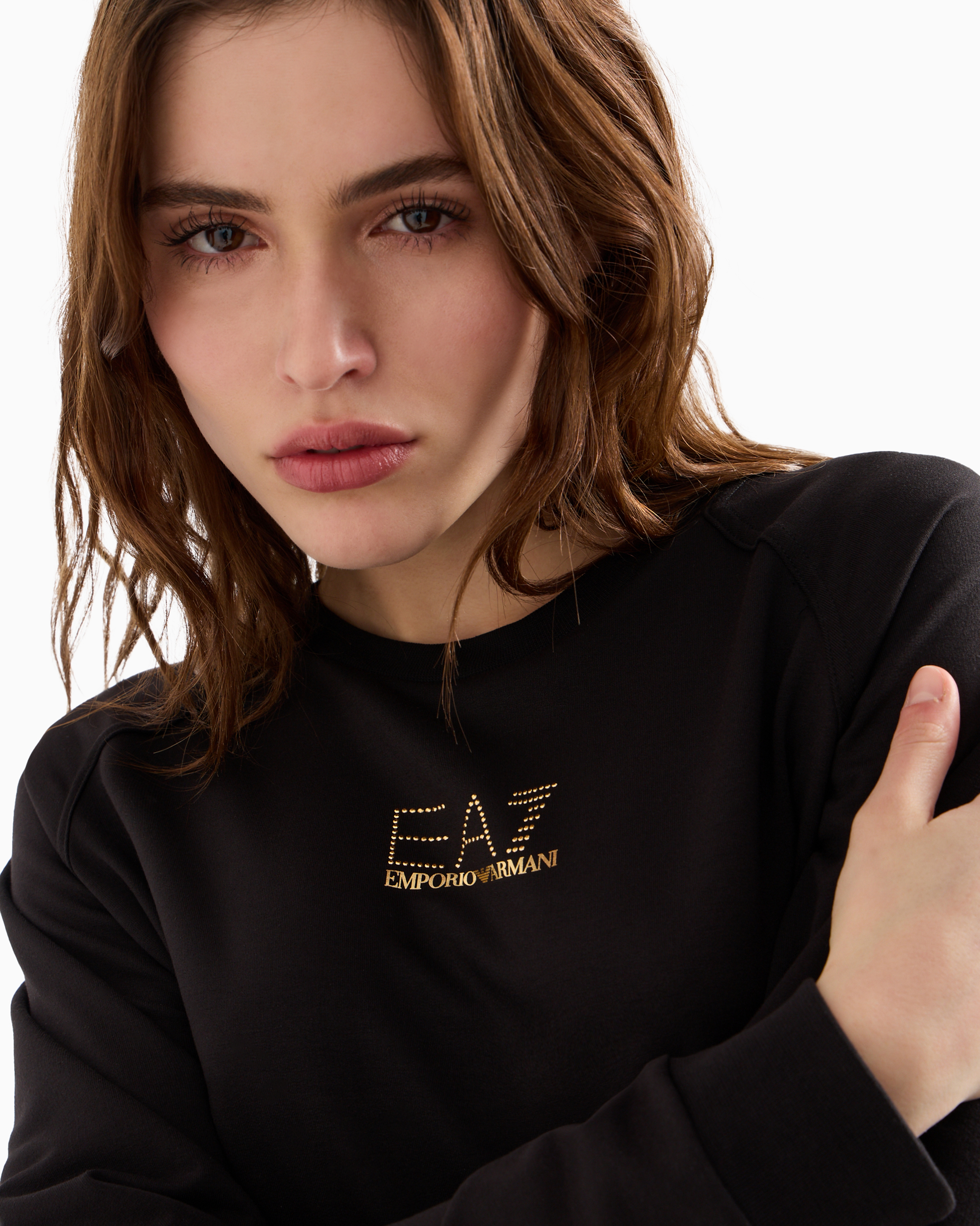 Camiseta EA7 Emporio Armani De Manga Larga Para Mujer Negra