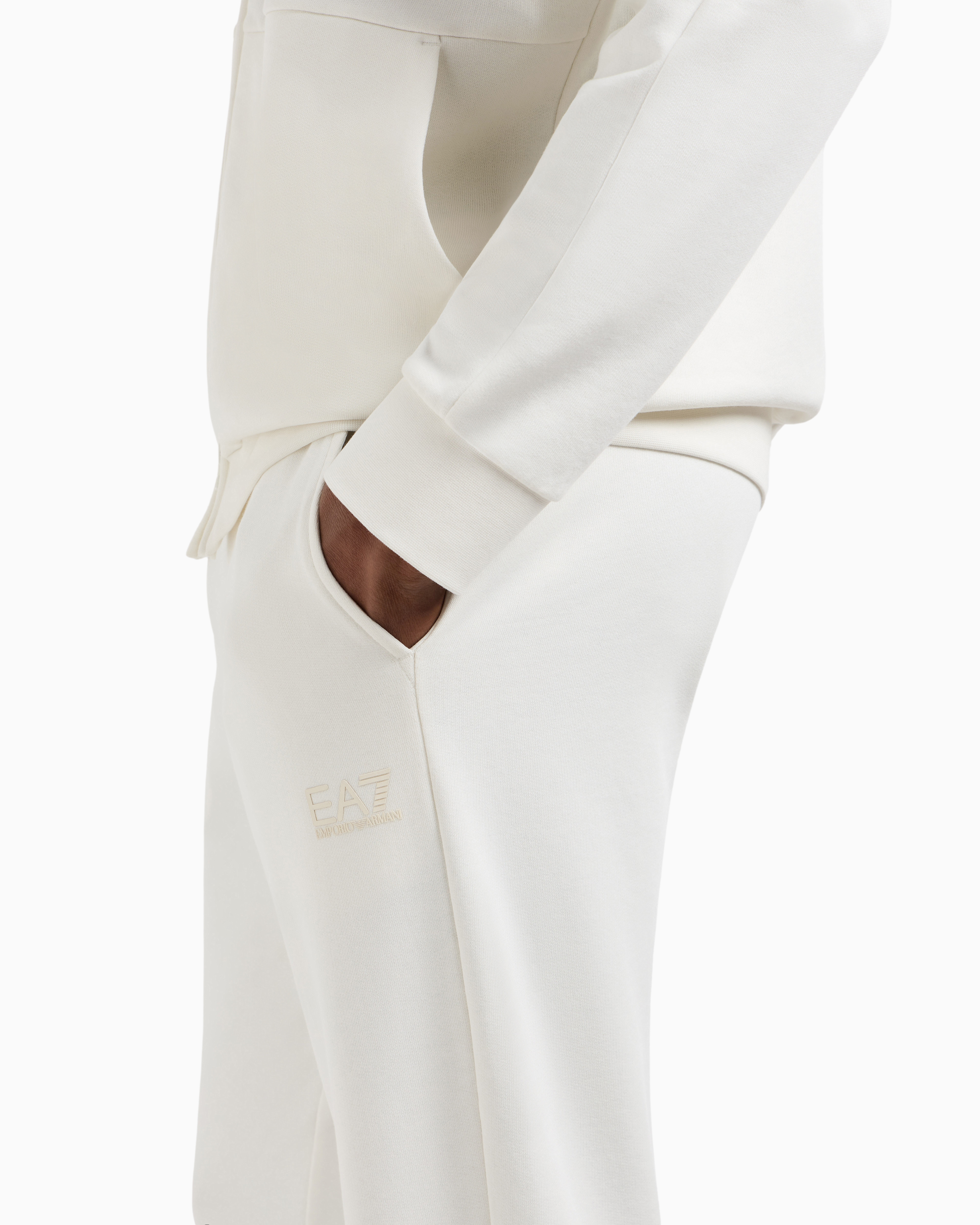 Ea7 7 Lines Cotton Jersey Tracksuit In White
