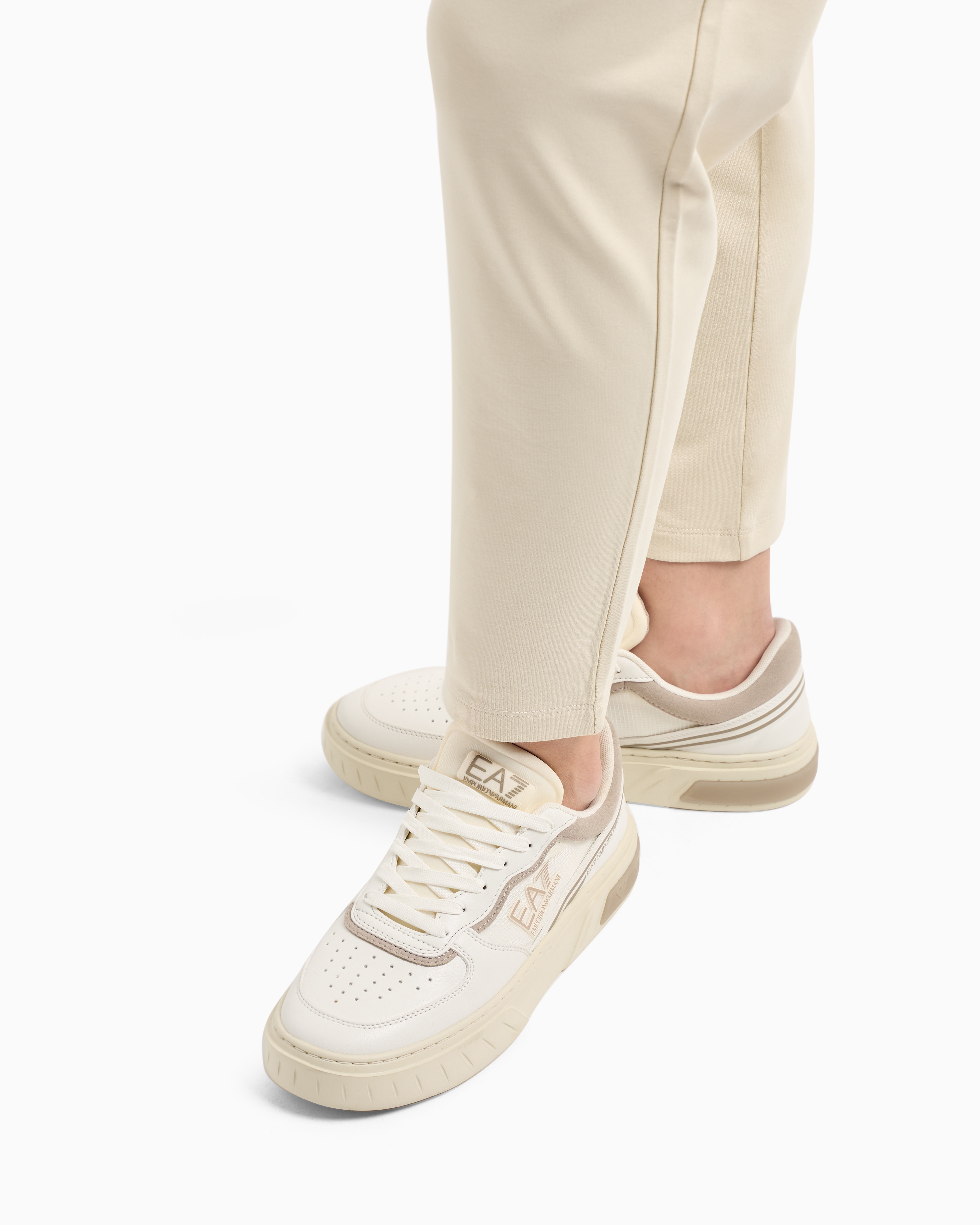Ea7 Cotton And Modal Blend Tracksuit In Beige