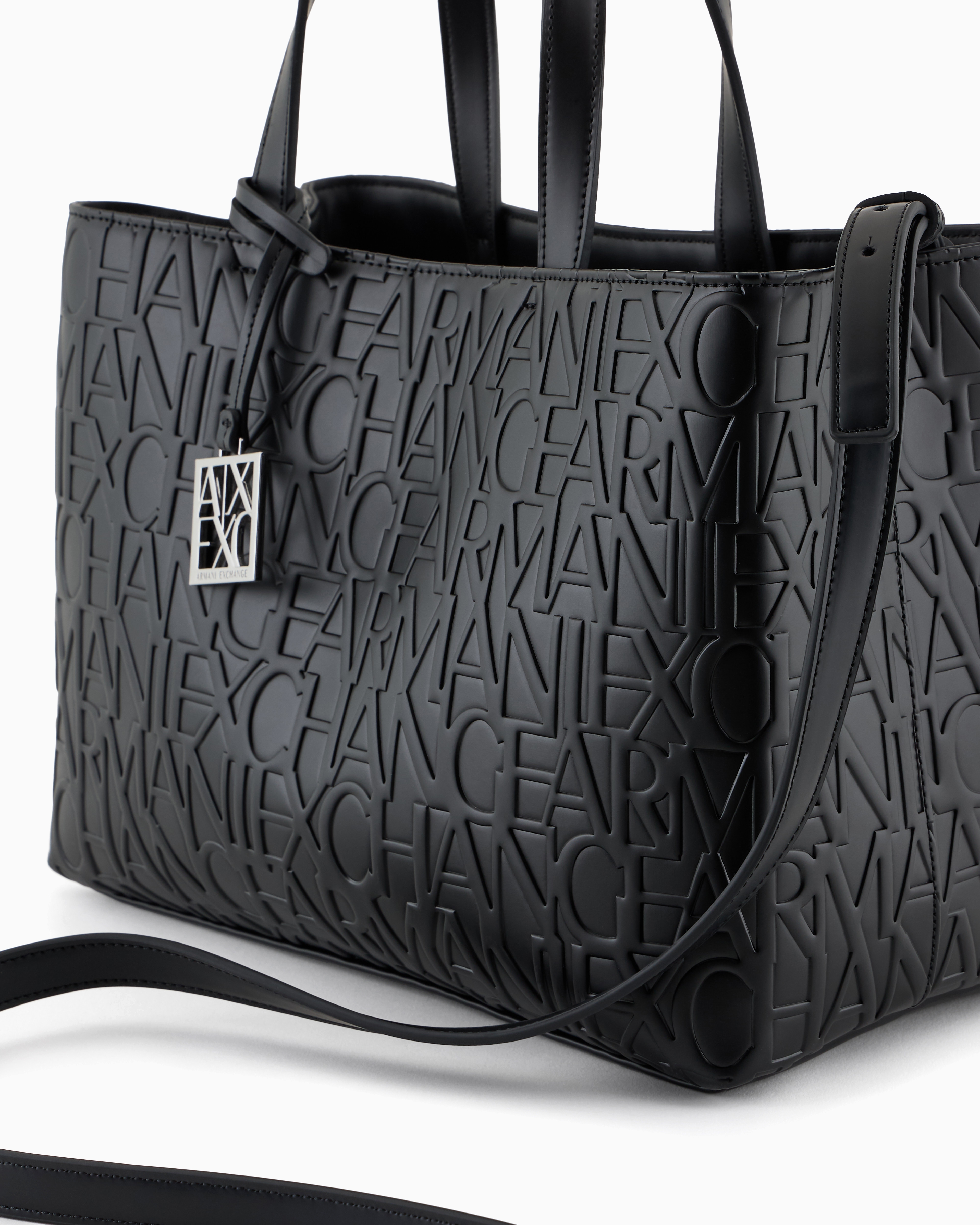 Armani Exchange - Medium shopper with handles and shoulder strap, Woman, Black, Size: TU
