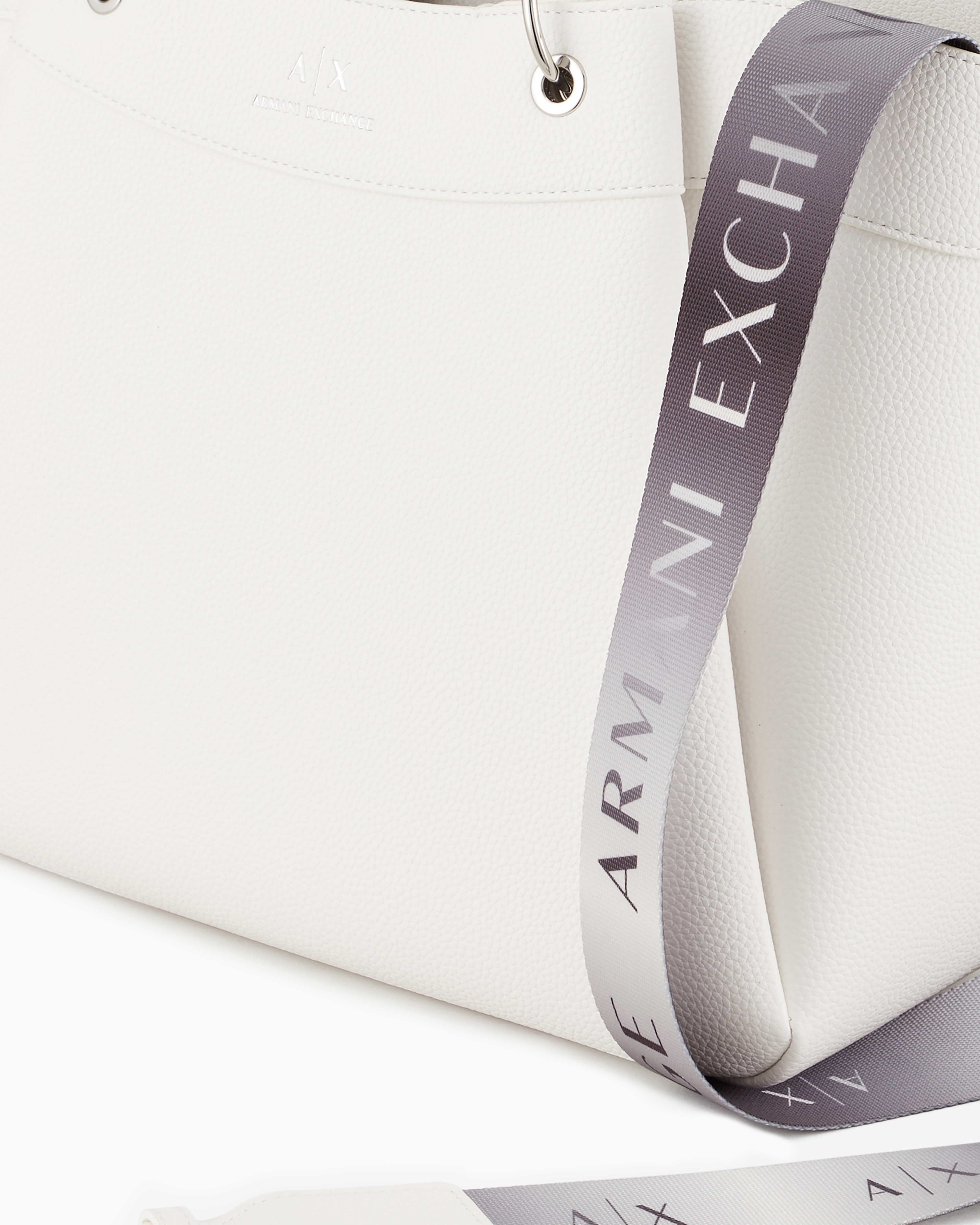 Armani Exchange - Large handbag with degradè shoulder strap, Woman, White, Size: TU