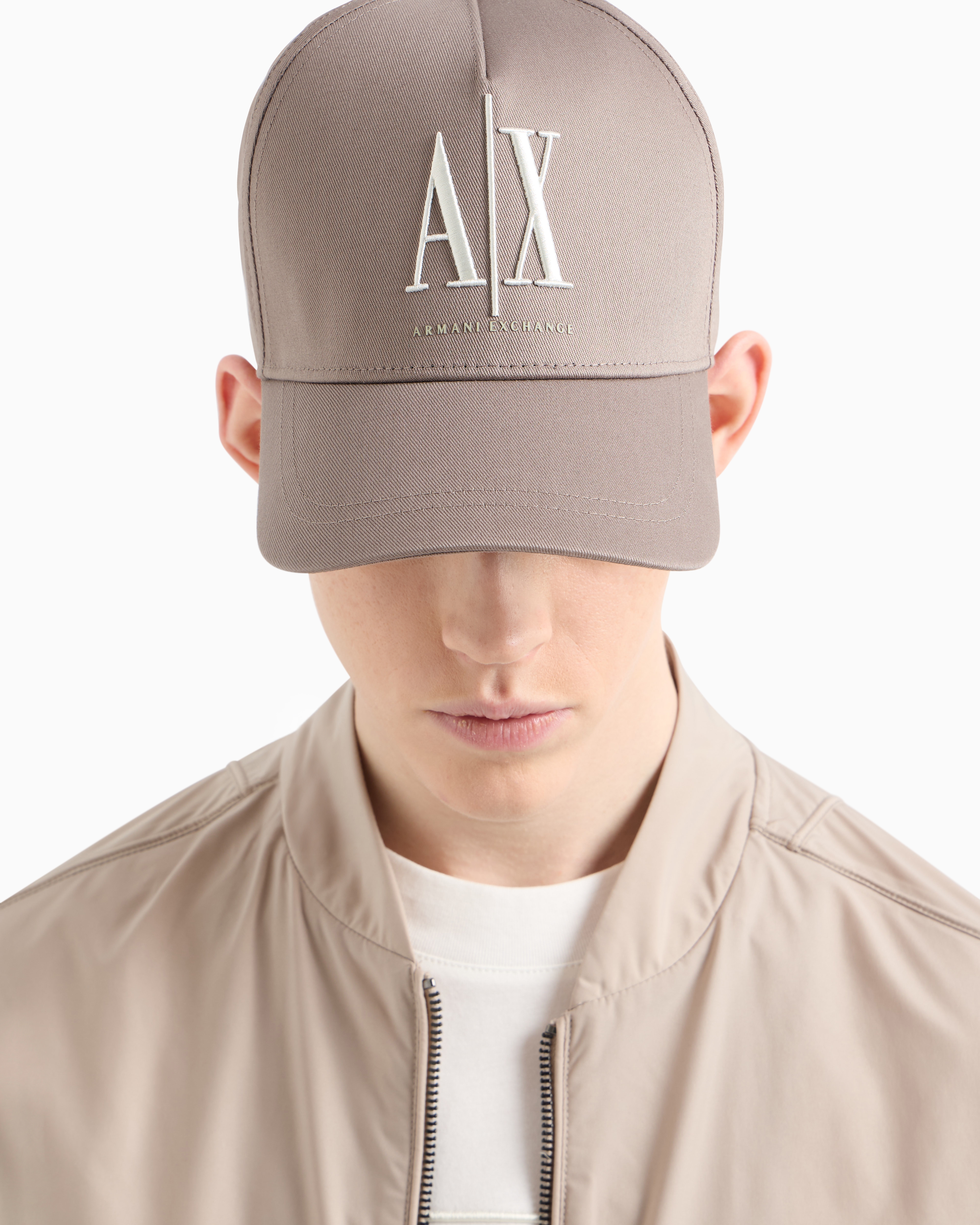 Armani Exchange - Icon Project Visor Hat, Man, Beige, Size: TU