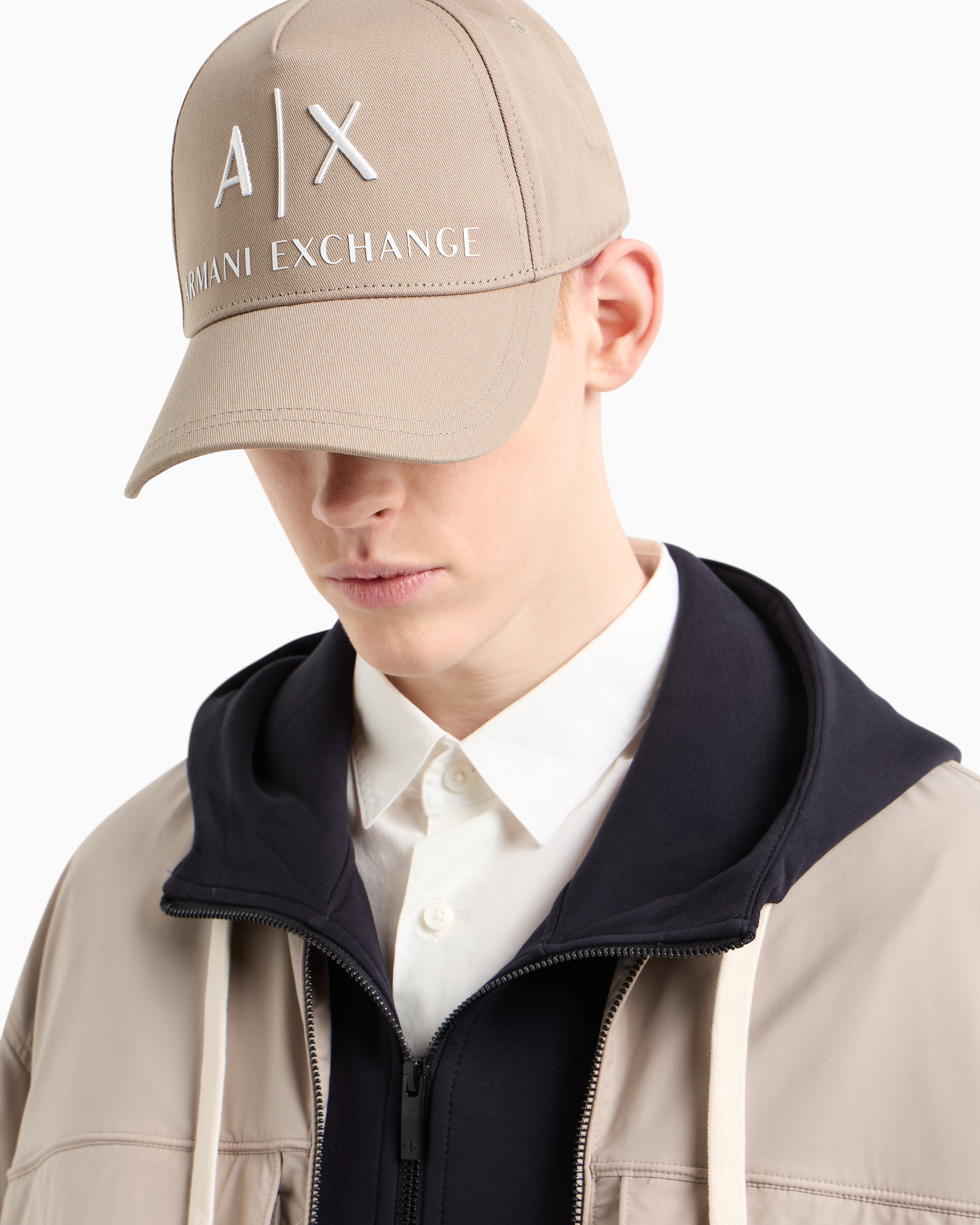 Armani Exchange - Visor cap with logo, Man, Beige, Size: TU