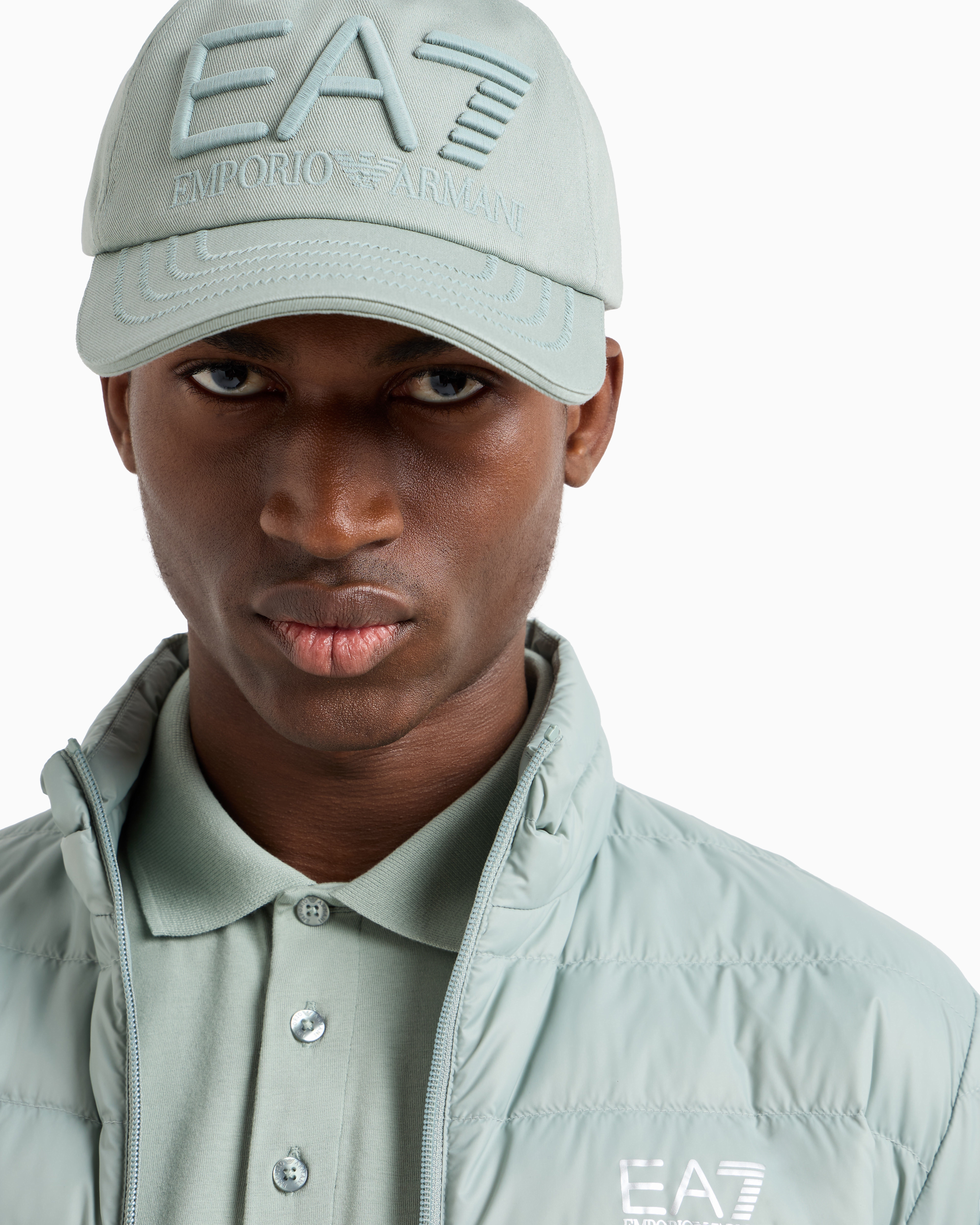 Ea7 Logo Series Cotton Baseball Cap In Green