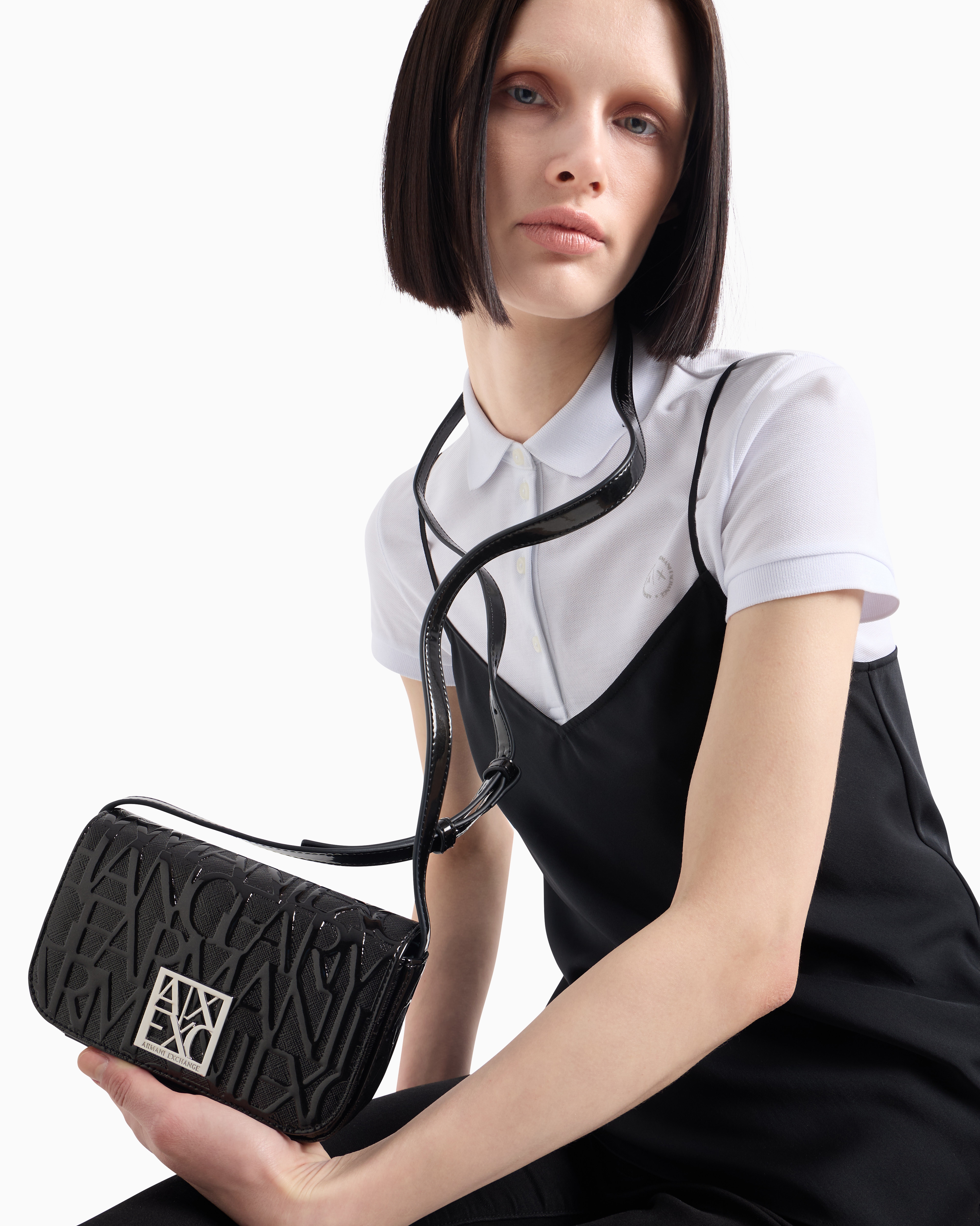 Armani Exchange - Crossbody bag with logo, Woman, Black, Size: TU