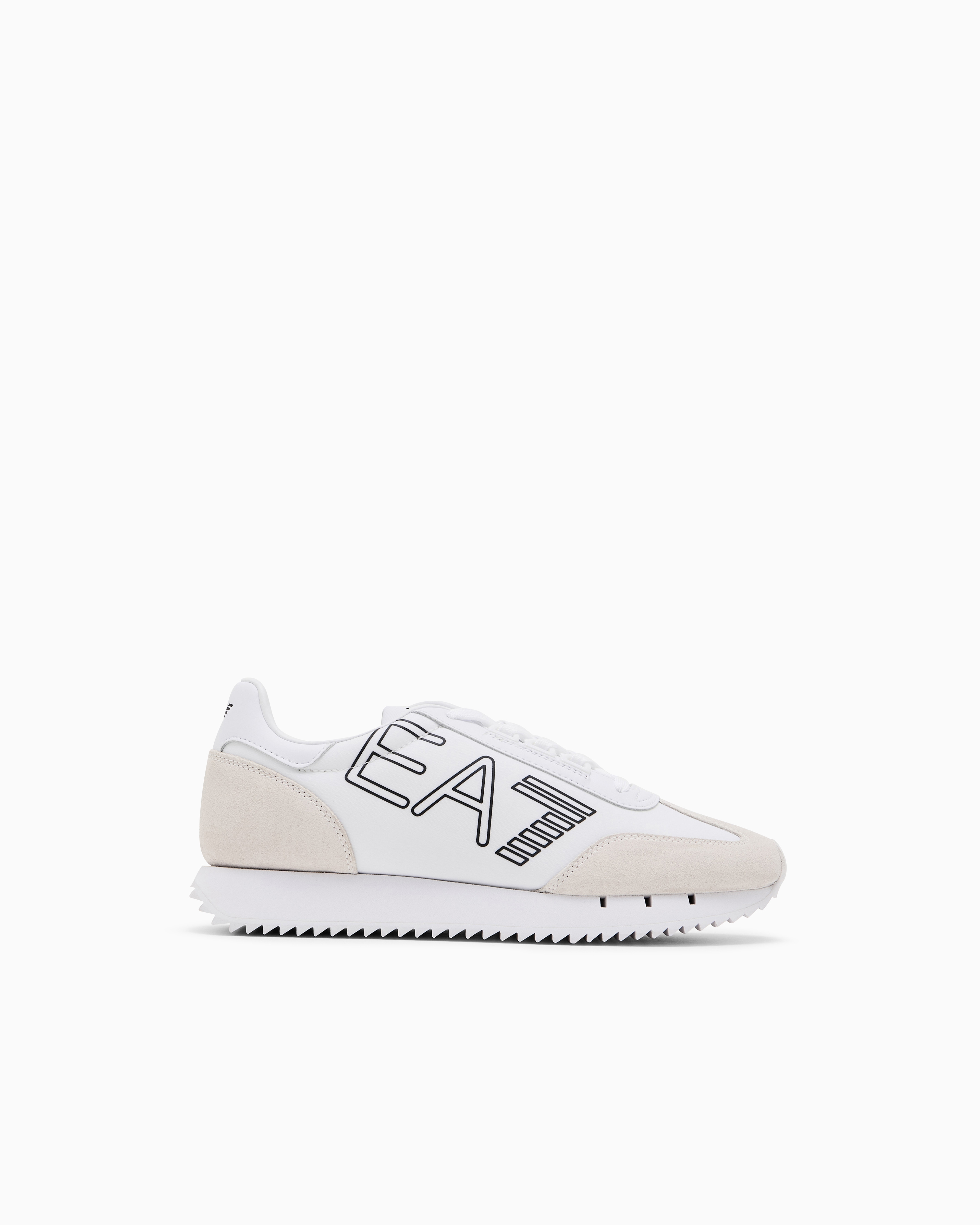 Ea7 Black And White Vintage Sneakers In White