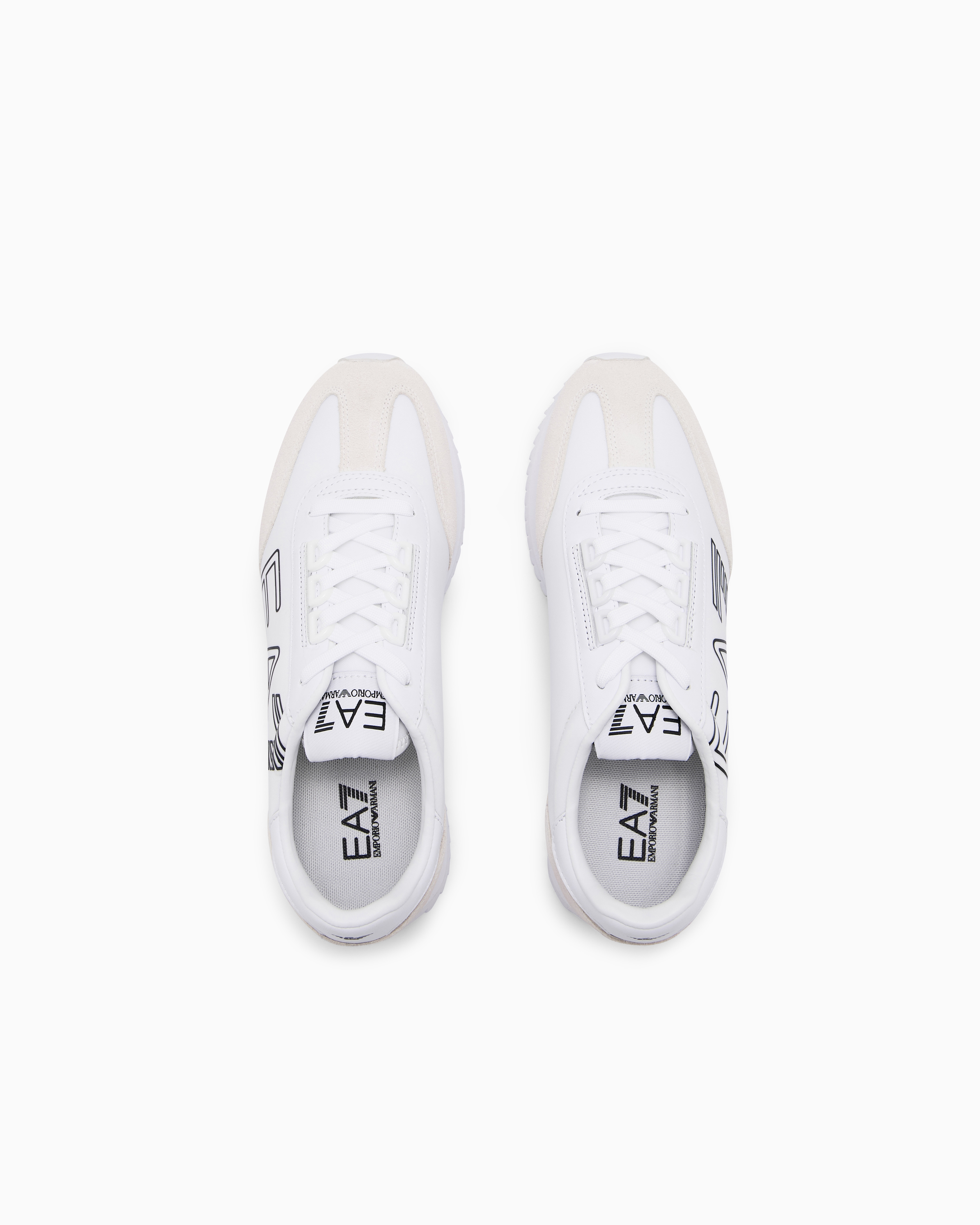 Ea7 Black And White Vintage Sneakers In White