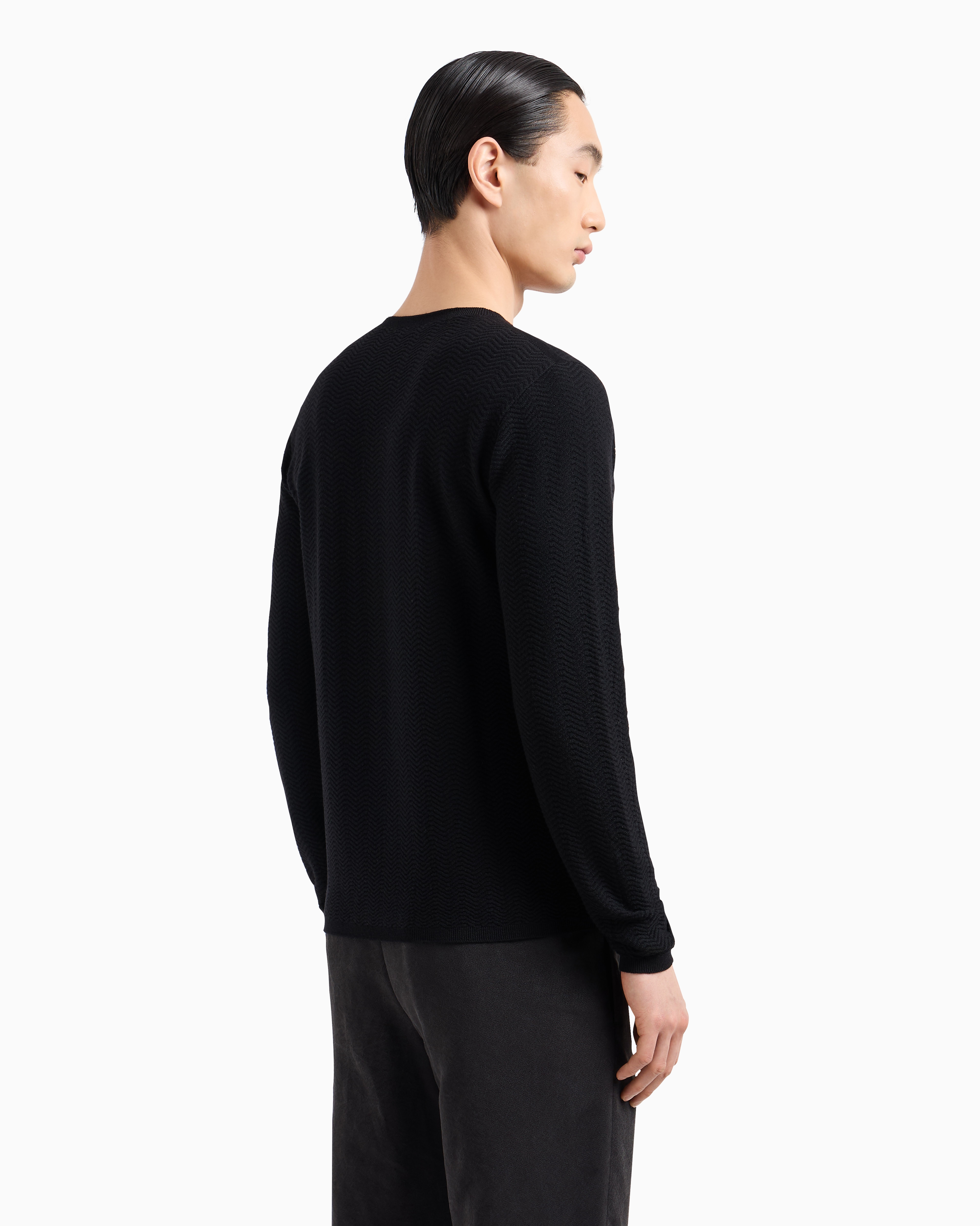 格*戦様 Giorgio Armani ネイビー クルーネックセーター　52サイ GIORGIO ARMANI - GIORGIOARMANI(ジョルジオアルマーニ) 長袖