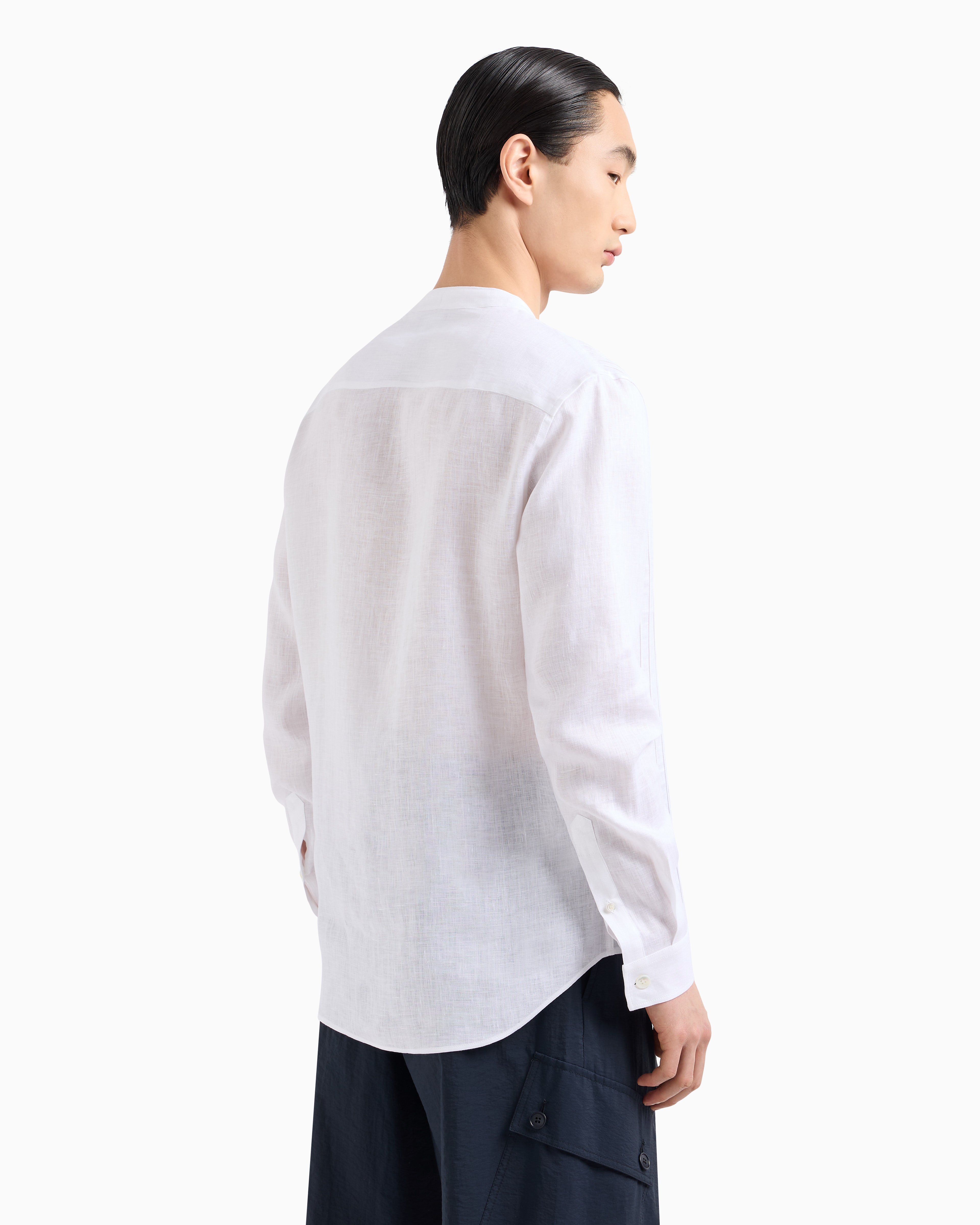 Giorgio Armani Regular-fit Linen Shirt With Front Ribs