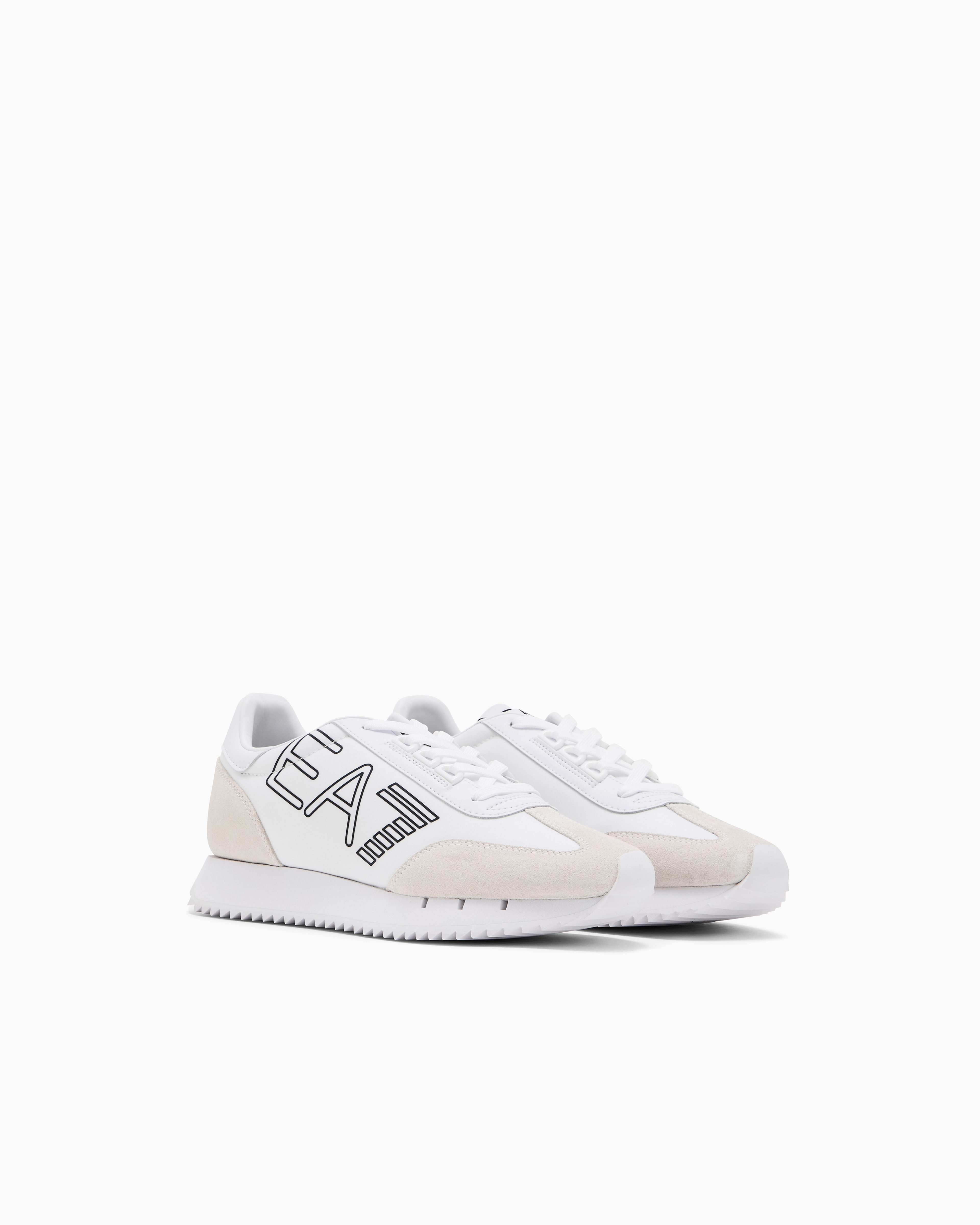 Ea7 Black And White Vintage Sneakers In White