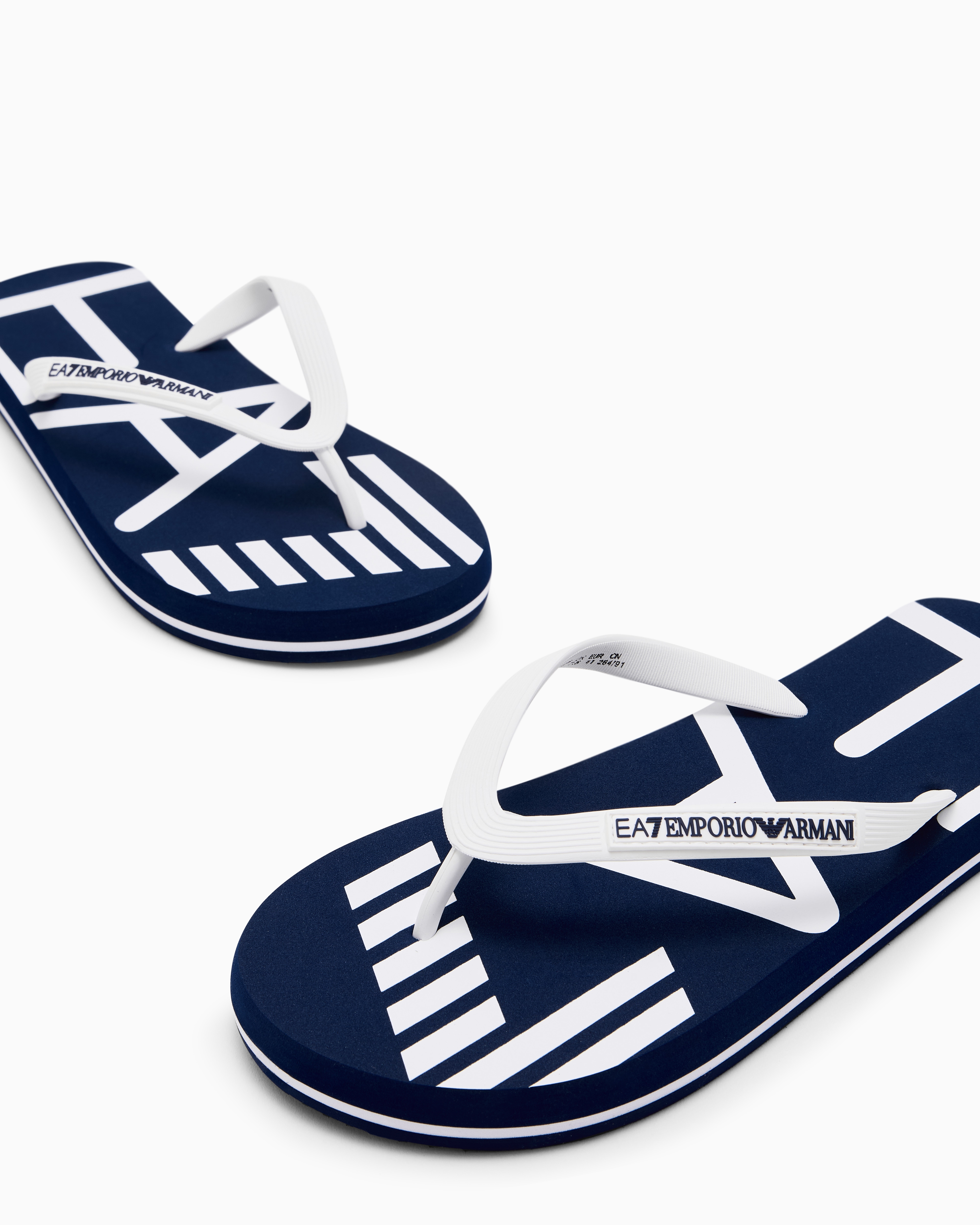 Ea7 Rubber Flip-flops With Logo In Blue