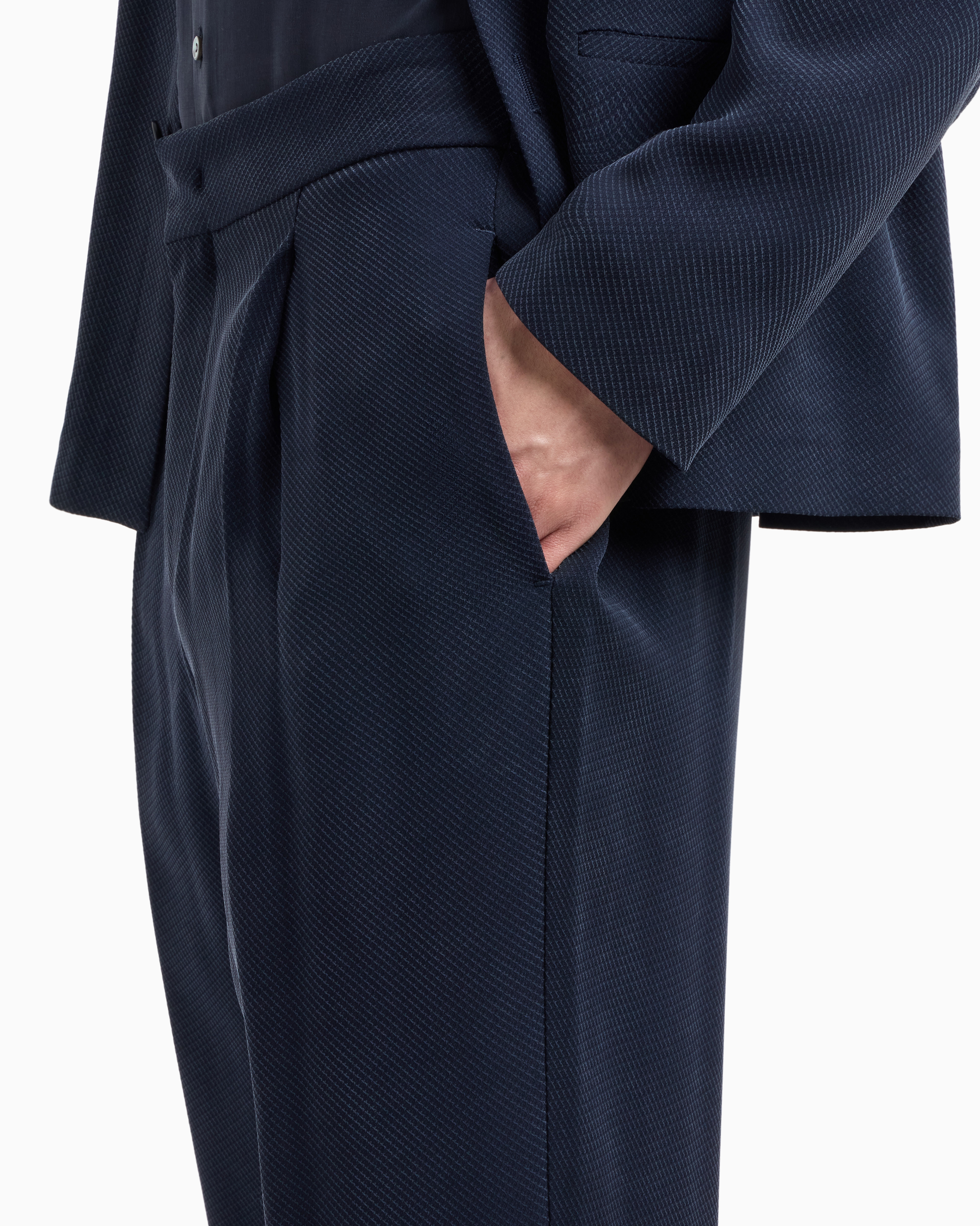 Cupro and viscose jacquard one-dart trousers | Giorgio Armani
